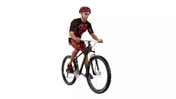 Cyclist Rigged Low-poly 3D model