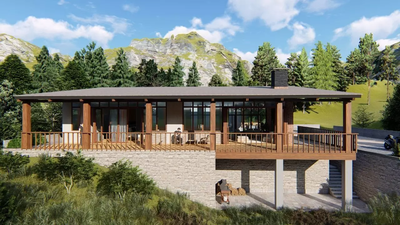 Exterior Scene Modern Architectural Design Low-poly 3D model_0