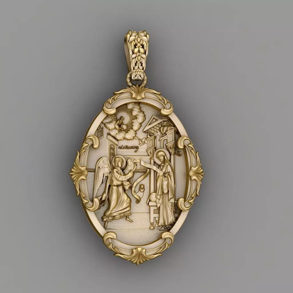 Virgin Merry with Jesus  pandant 3D print model_0