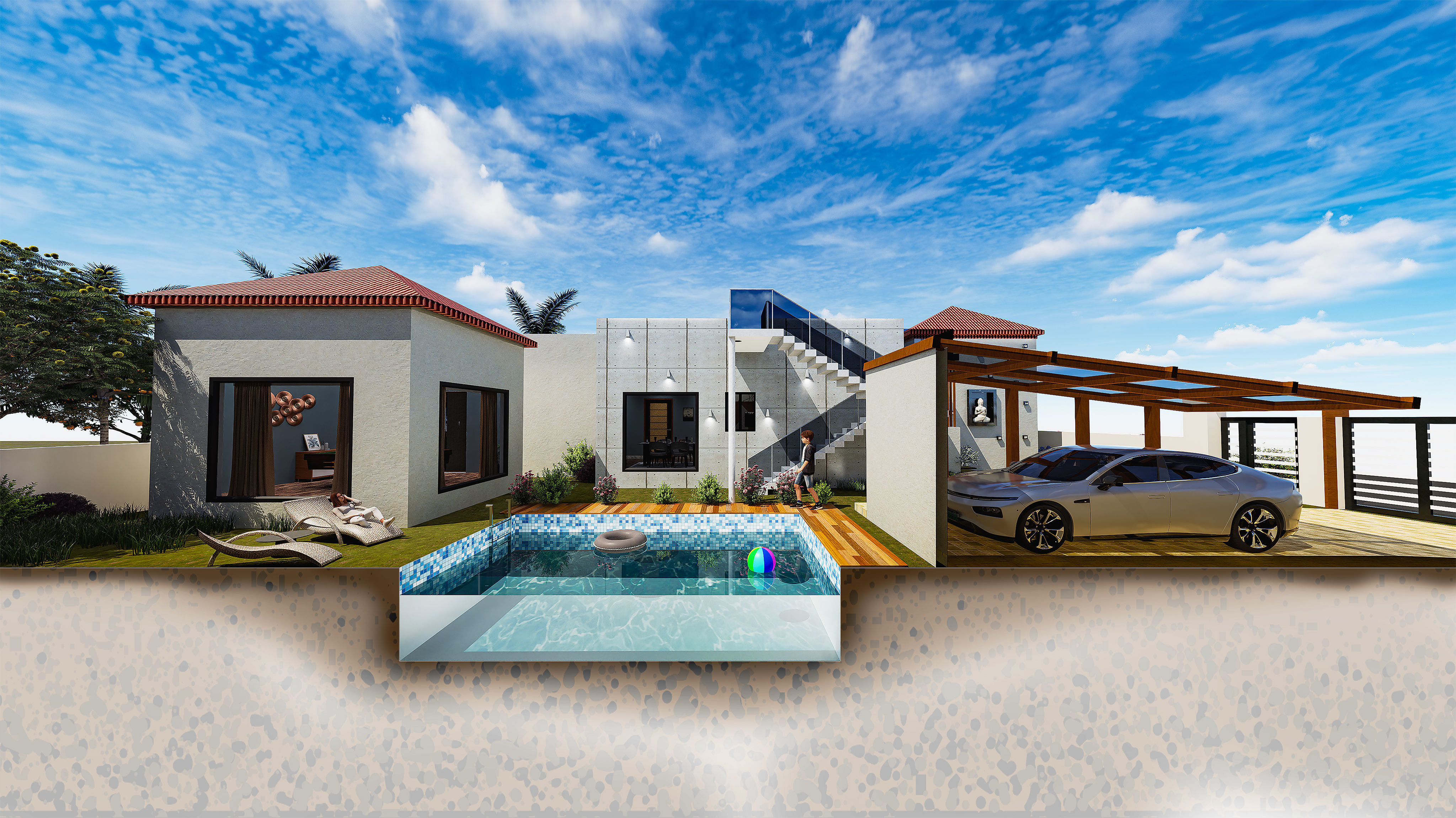 Luxury Modern House Design with Swimming Pool Playroom and More 3D ...
