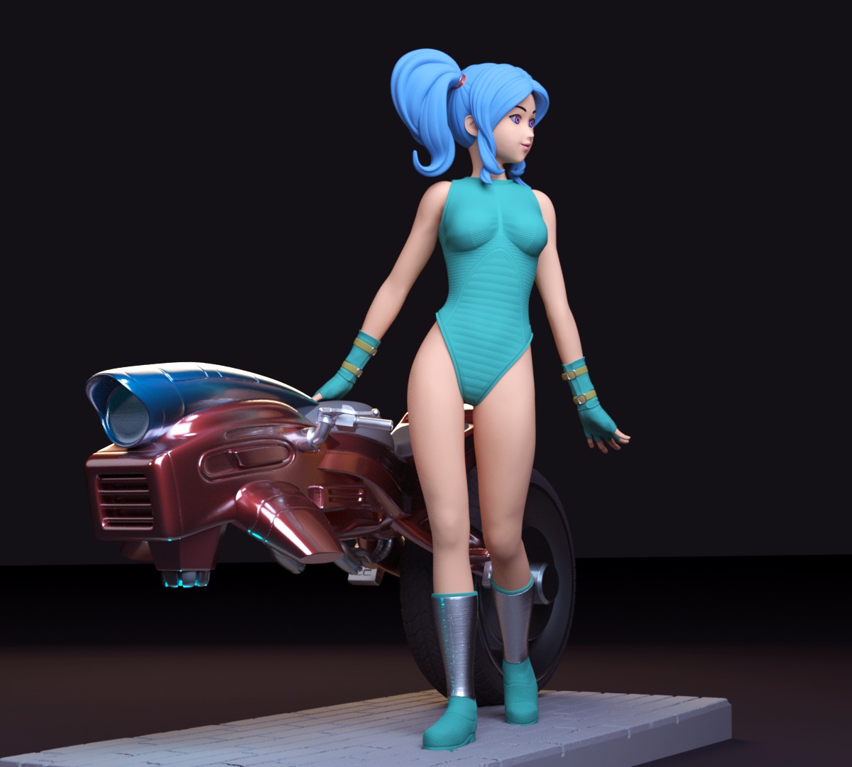 sci-fi racing girl 3D print model_2