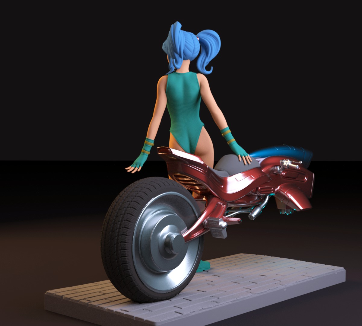 sci-fi racing girl 3D print model_1