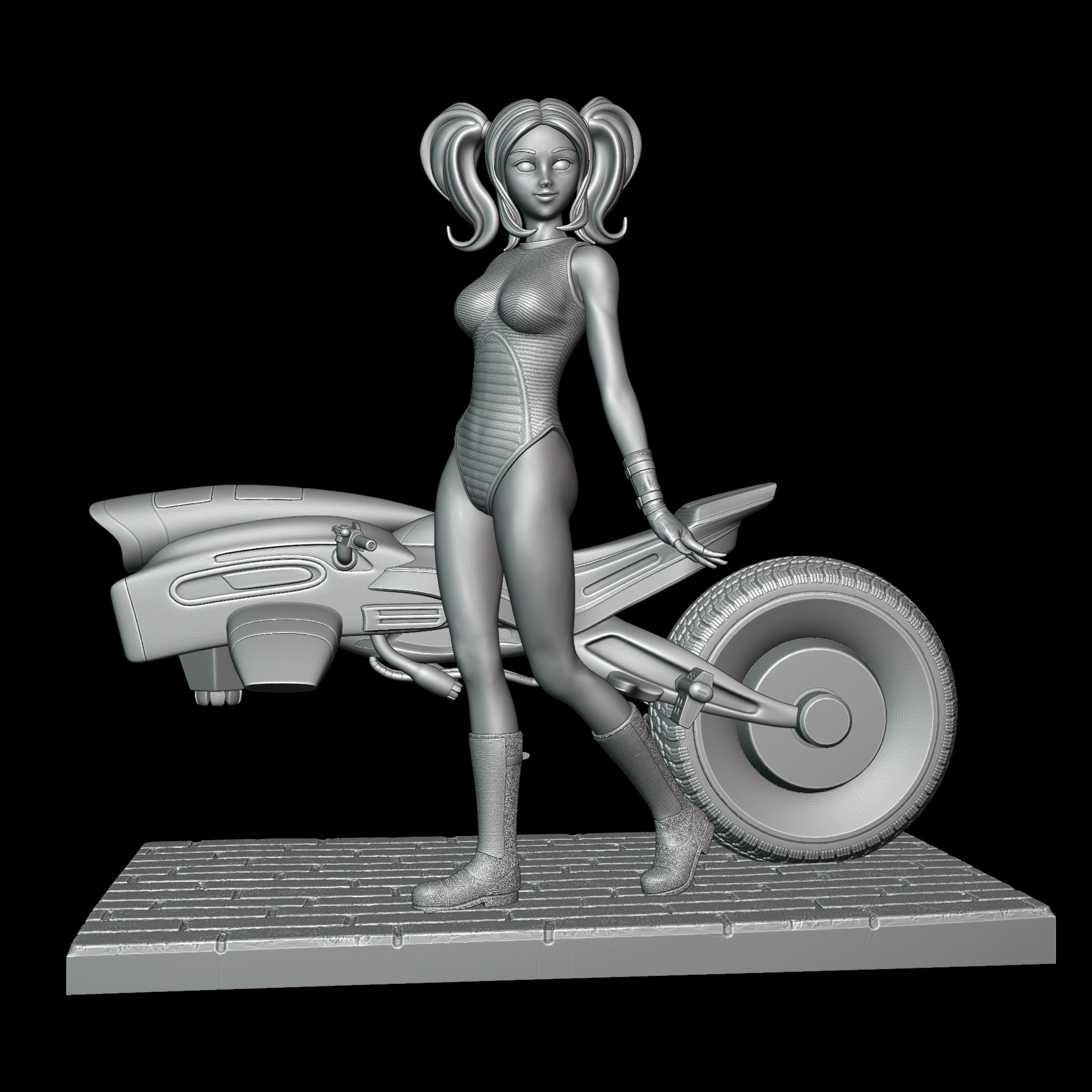 sci-fi racing girl 3D print model_3