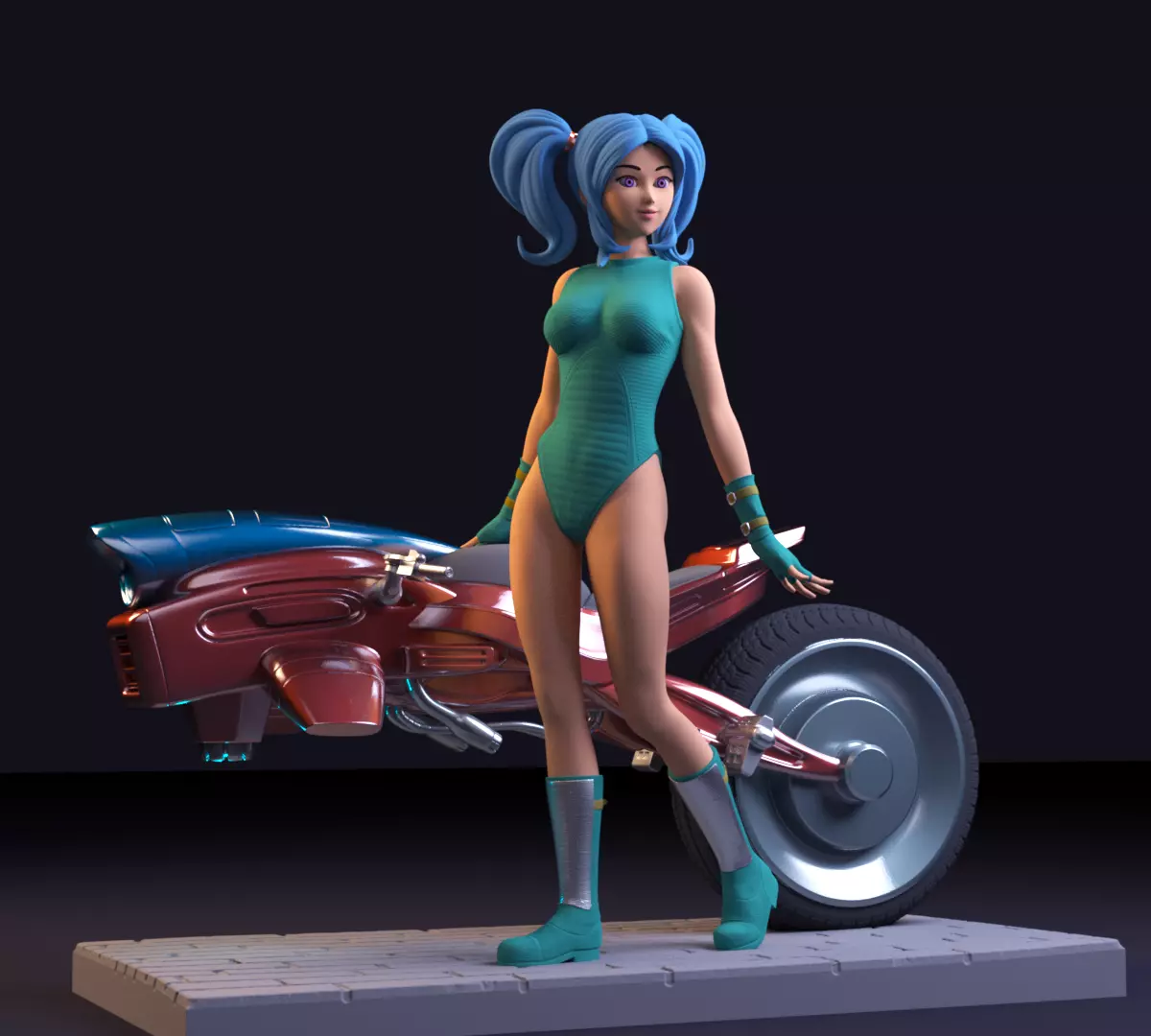 sci-fi racing girl 3D print model_0