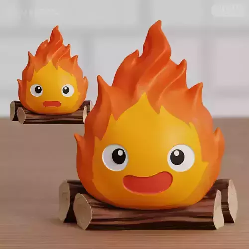 Calcifer Chibi Howl Moving Castle Ghibli Fanart 2 models 3D print model