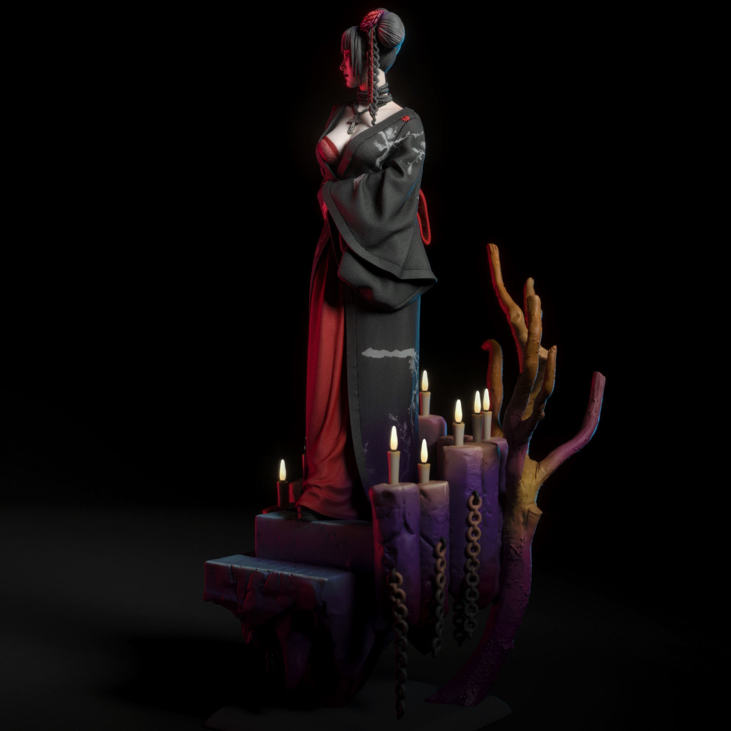 Hikari the goth geisha 3D model 3D printable | CGTrader