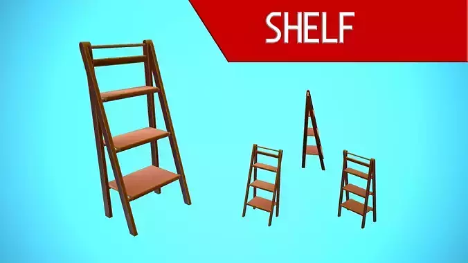 FURNITURE SHELF CARTOON STYLIZED Low-poly 3D model