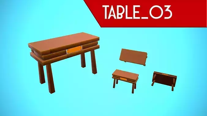 FURNITURE TABLE 03 CARTOON STYLIZED Low-poly 3D model