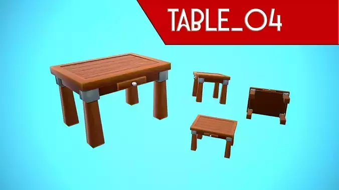 FURNITURE TABLE 04 CARTOON STYLIZED Low-poly 3D model