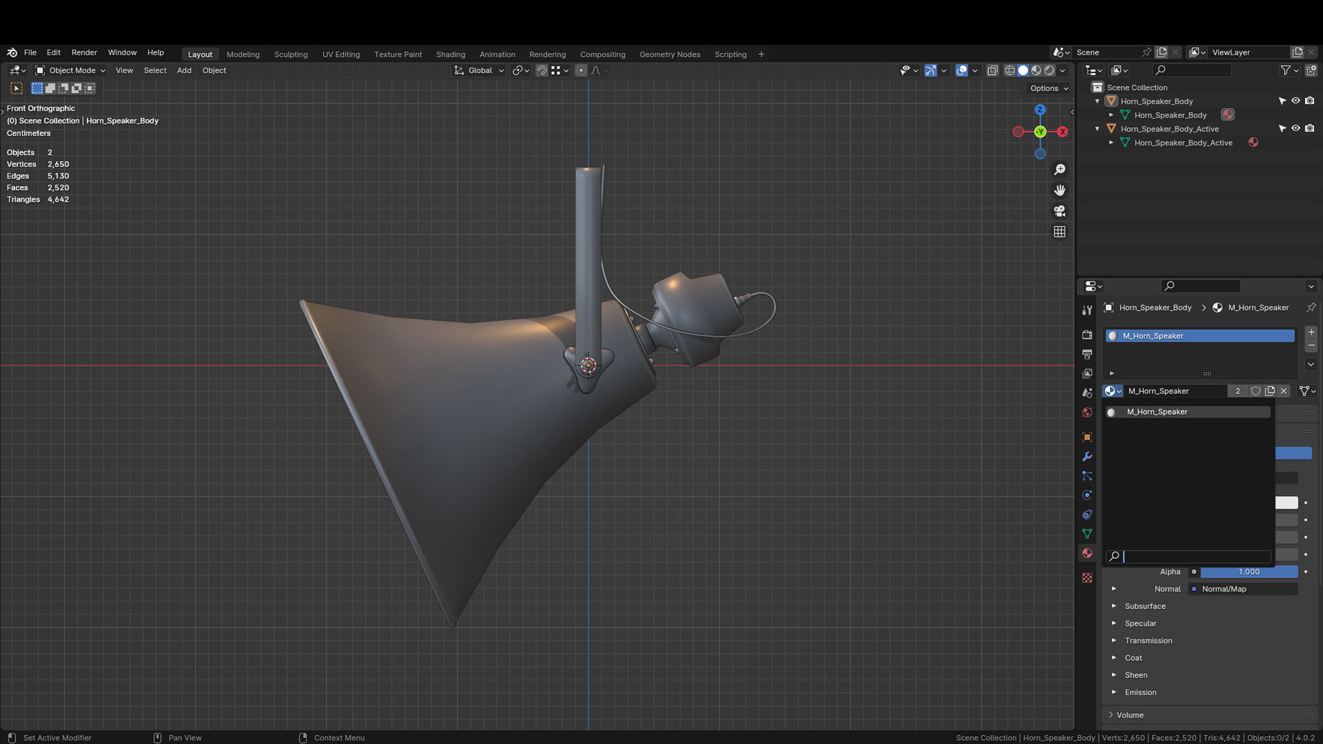 Military Horn Speaker Siren Low-poly 3D model_10