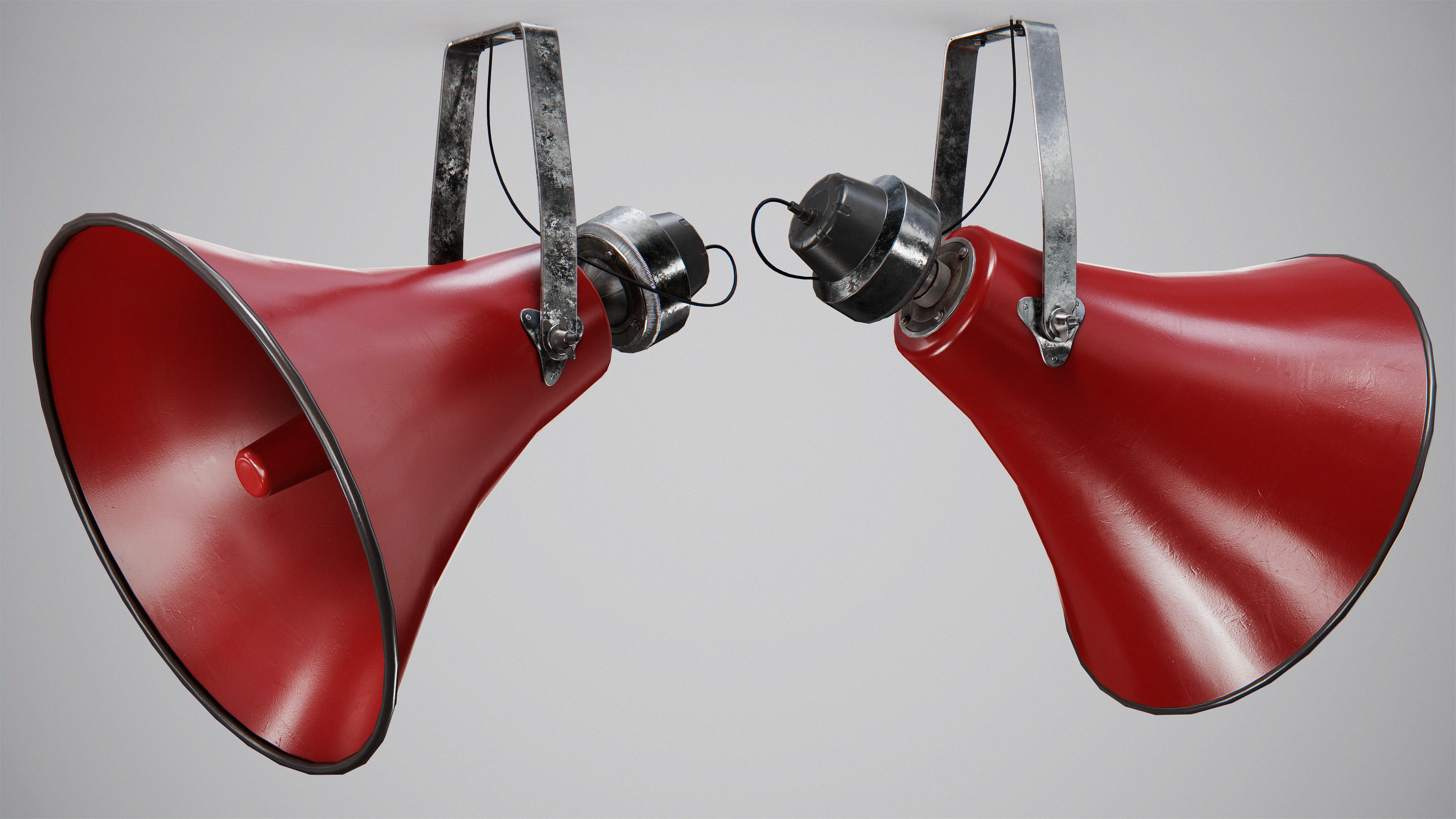 Military Horn Speaker Siren Low-poly 3D model_7