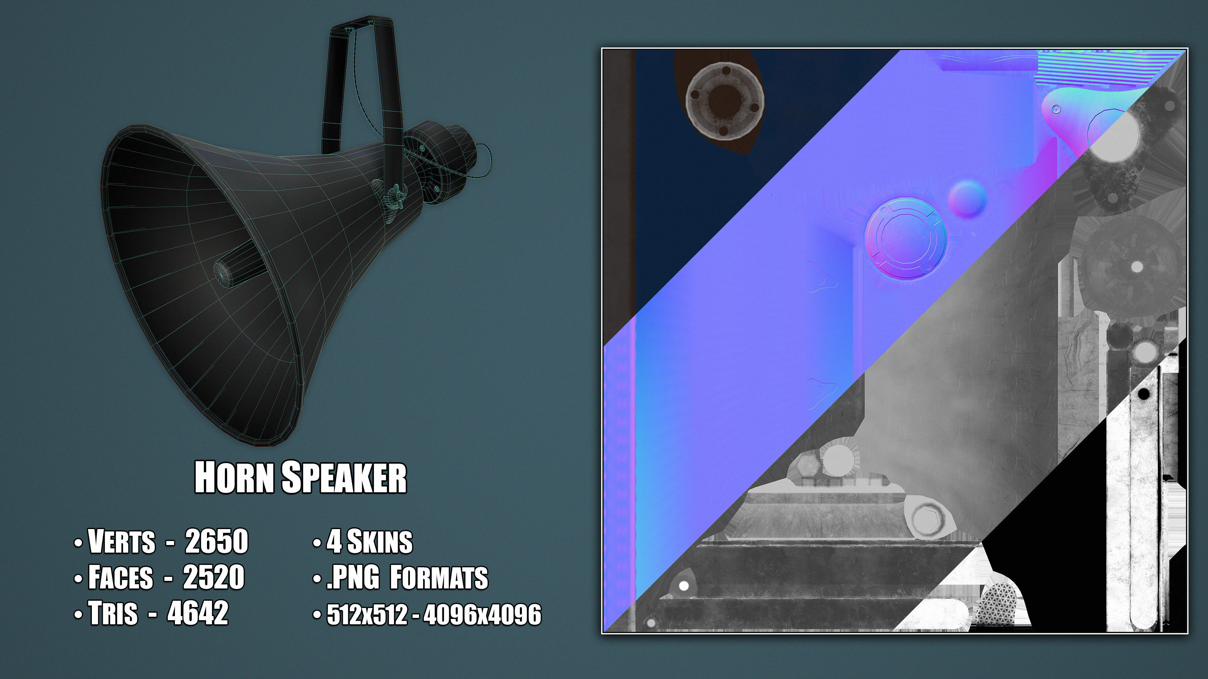 Military Horn Speaker Siren Low-poly 3D model_4