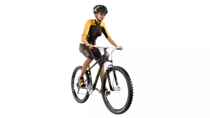 Cyclist Rigged Low-poly 3D model