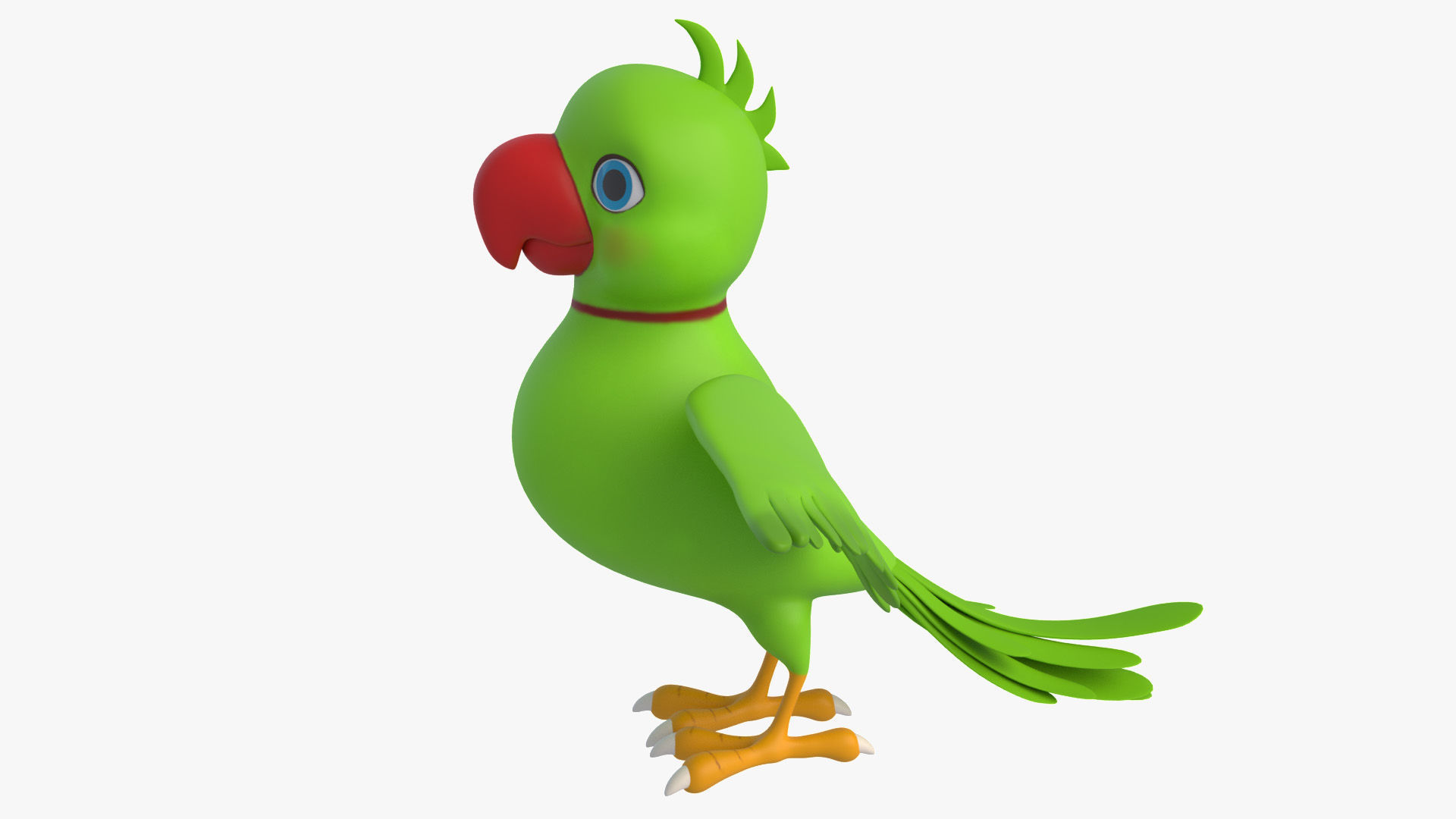 Cartoon Parrot Low-poly 3D model_7