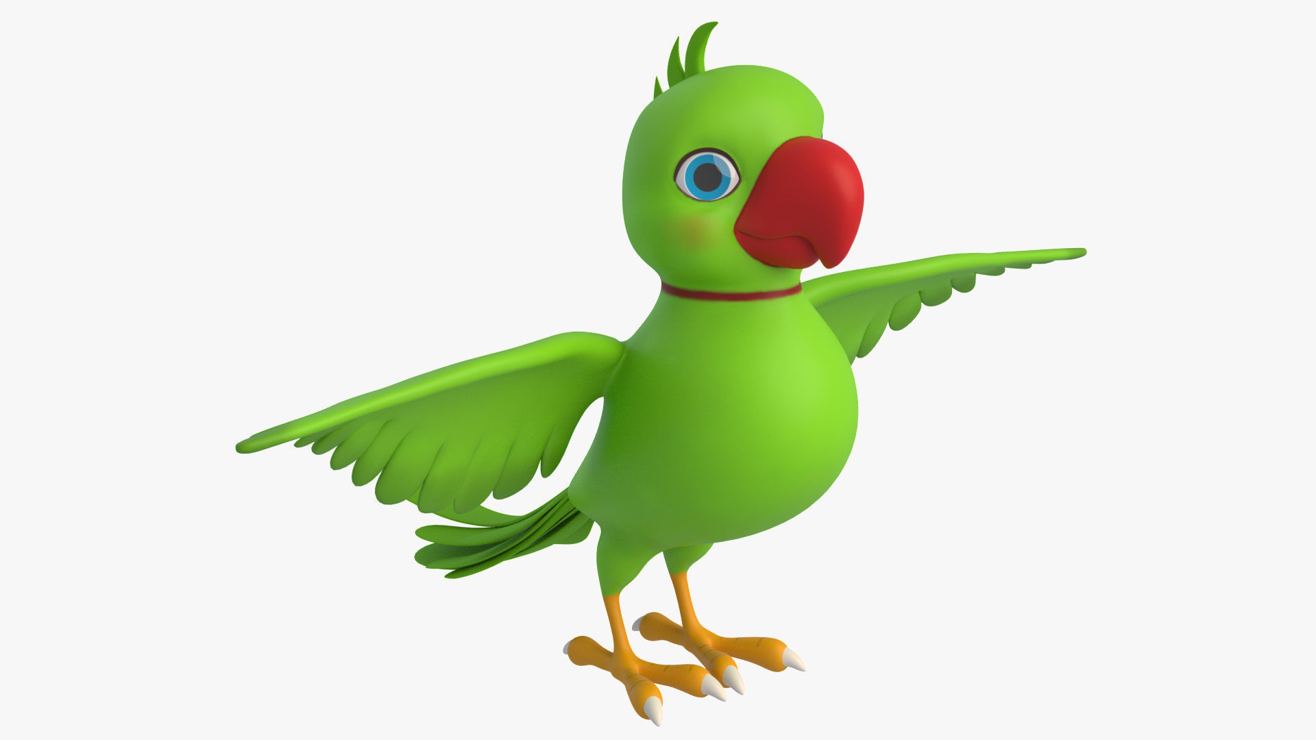 Cartoon Parrot Low-poly 3D model_2