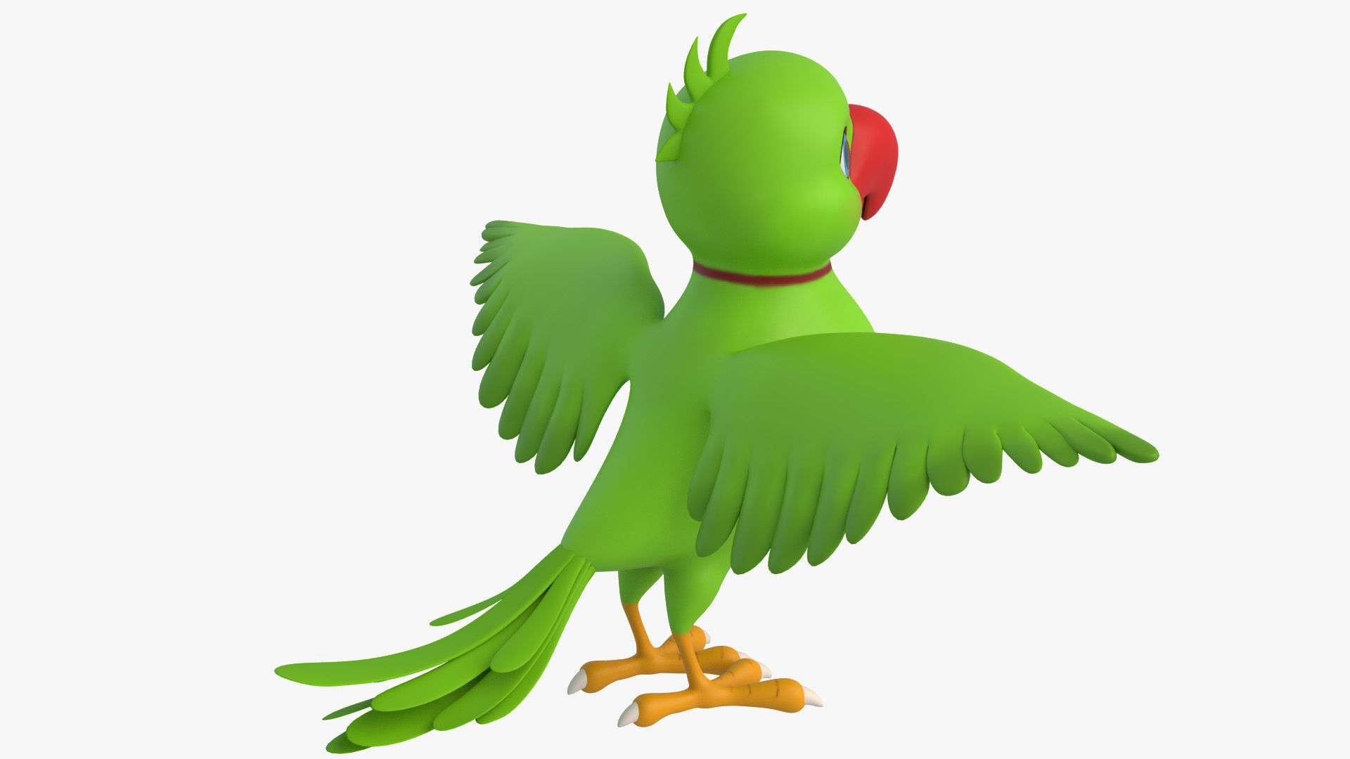 Cartoon Parrot Low-poly 3D model_4