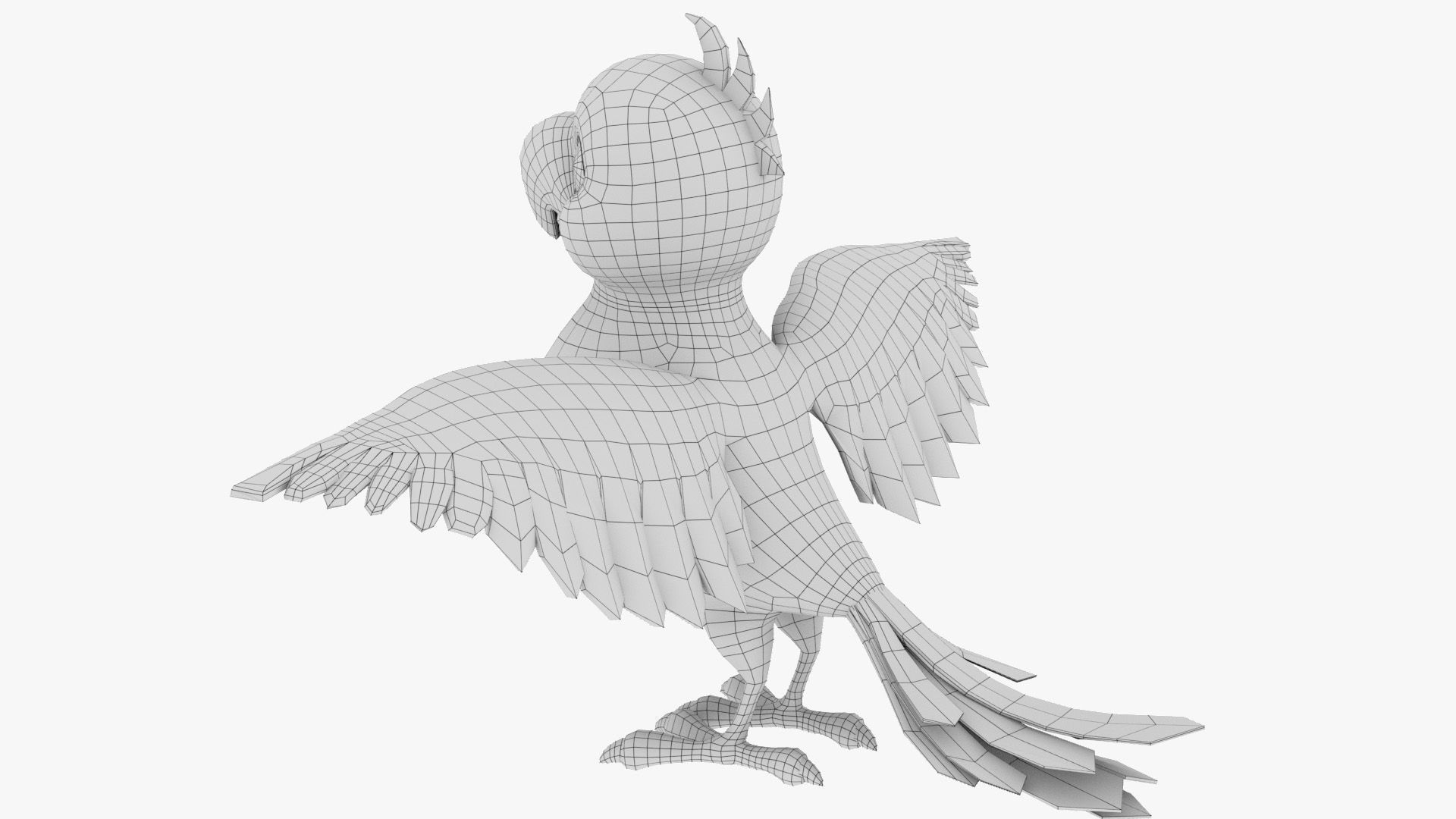 Cartoon Parrot Low-poly 3D model_15