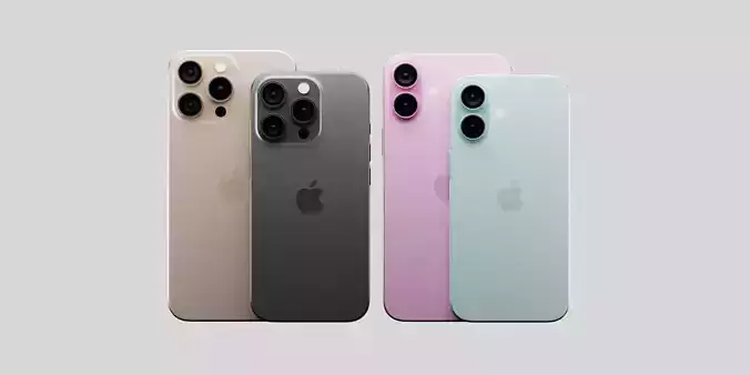 Apple iPhone 16 All Models in Official Colors and Design 3D Model Collection