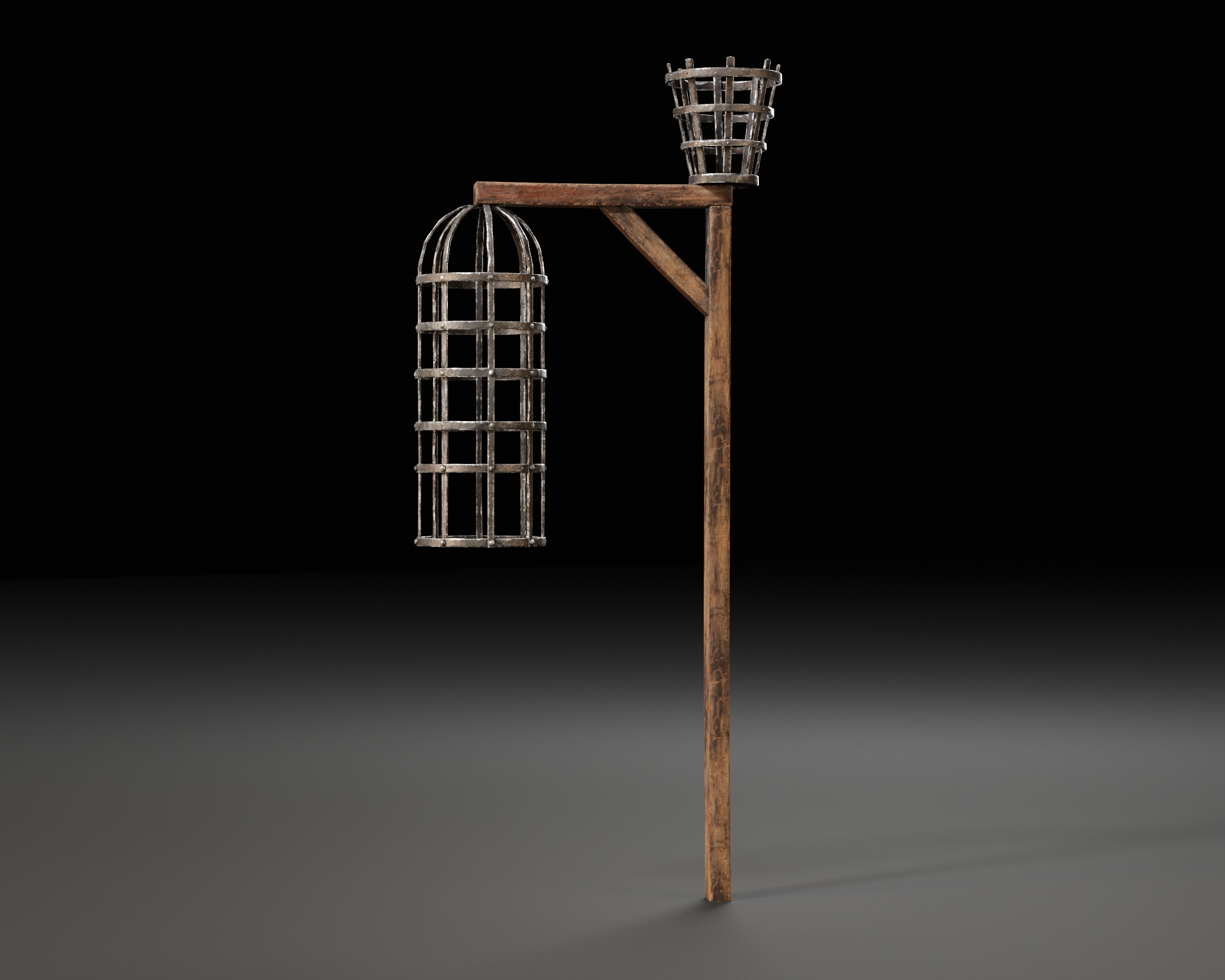 Medieval Torture Hanging Cage Stand  Low-poly 3D model_8