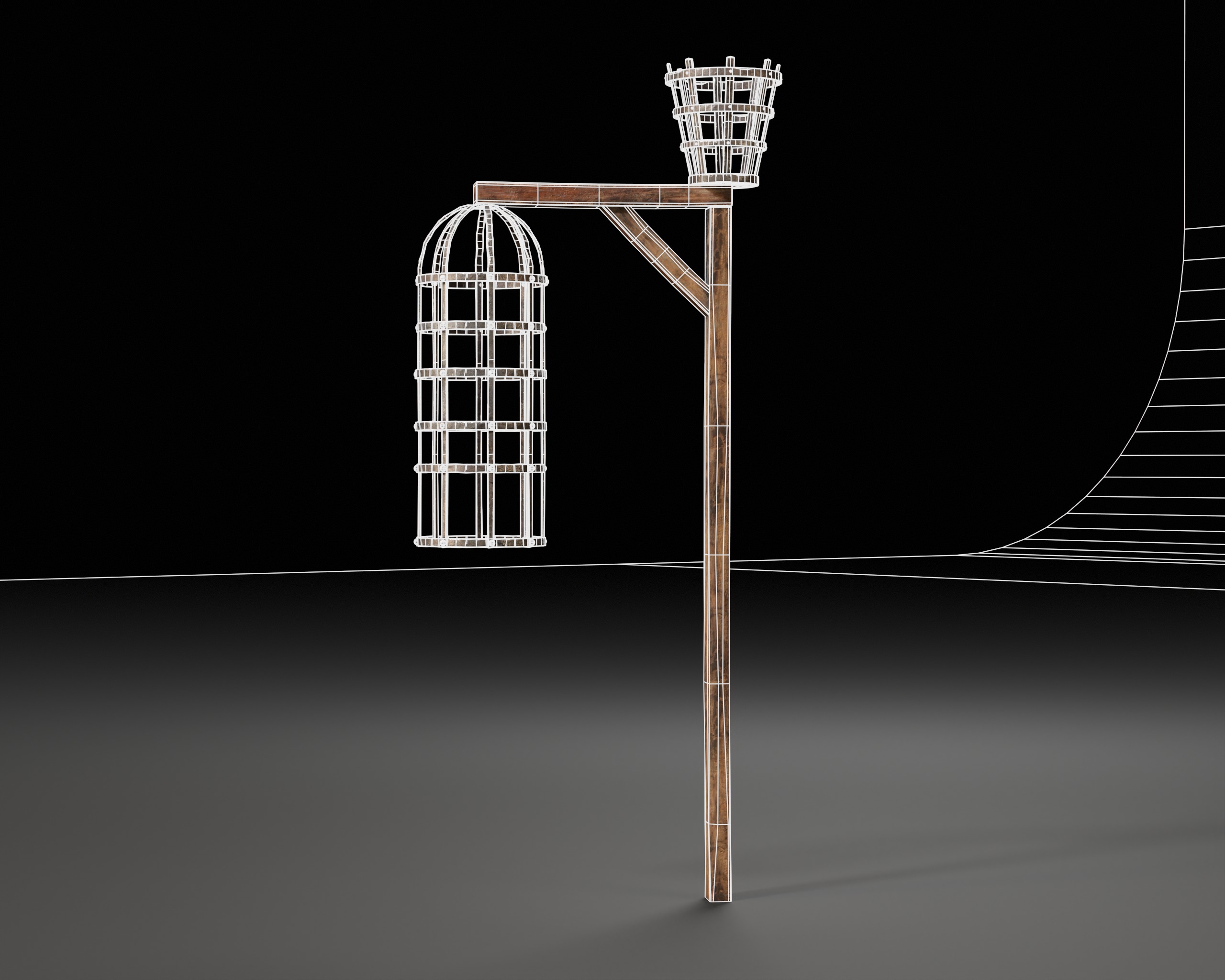 Medieval Torture Hanging Cage Stand  Low-poly 3D model_9
