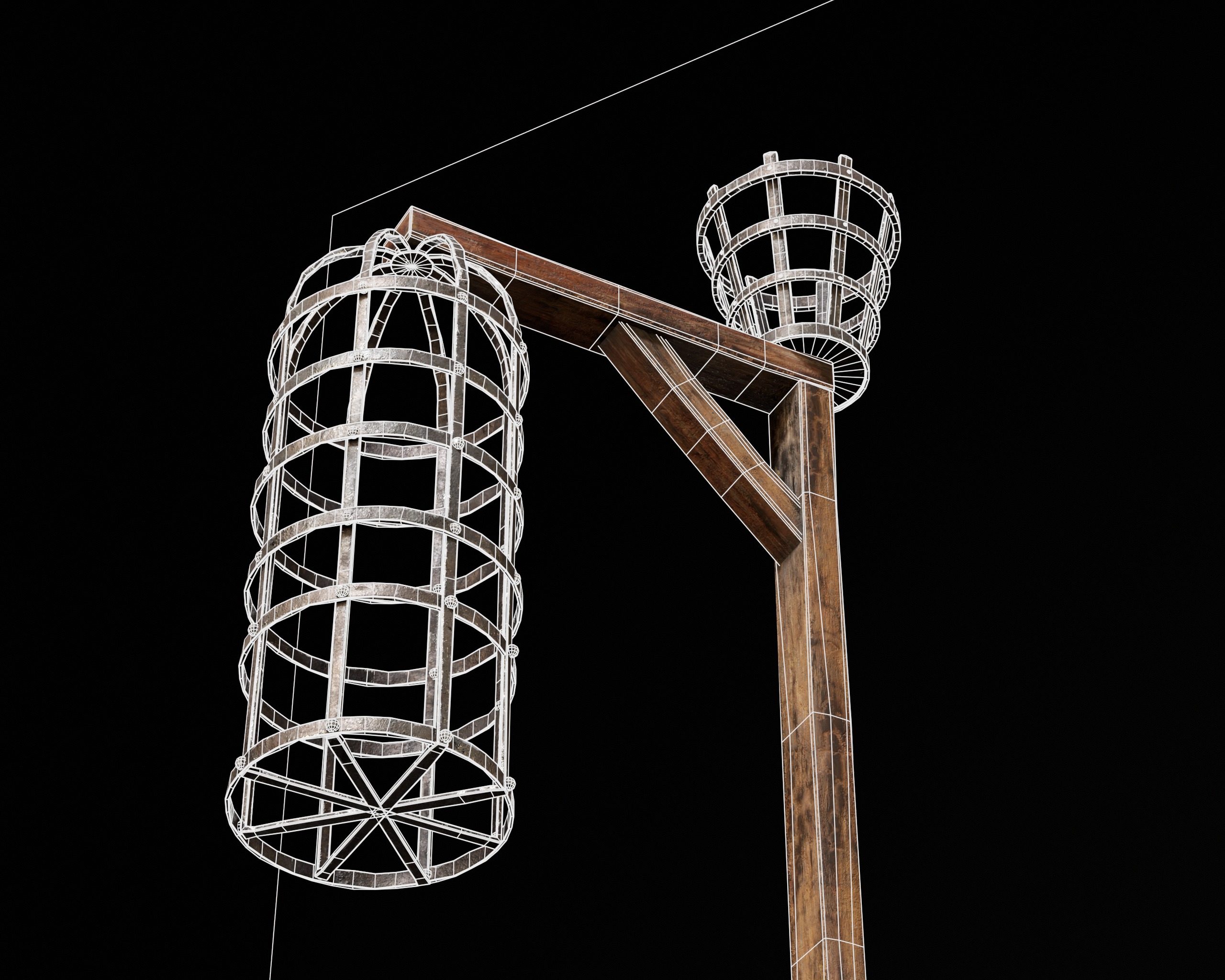 Medieval Torture Hanging Cage Stand  Low-poly 3D model_7