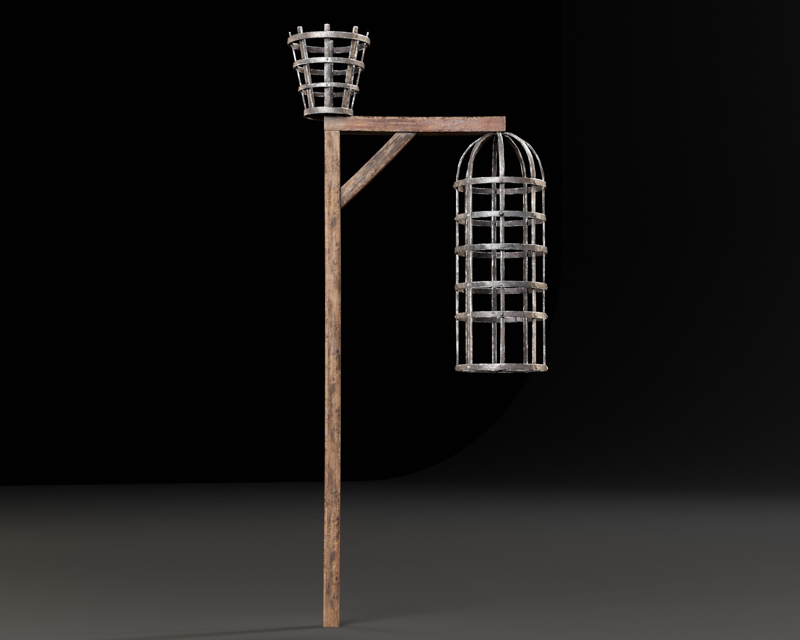 Medieval Torture Hanging Cage Stand  Low-poly 3D model_14