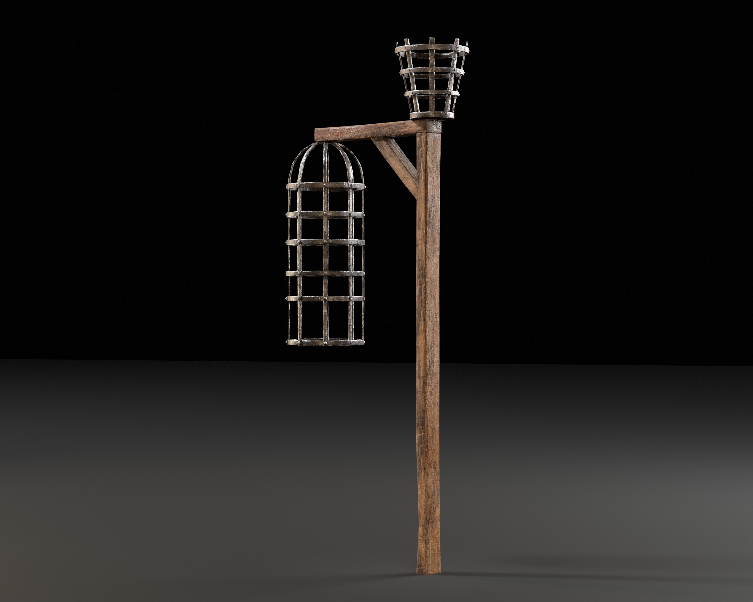 Medieval Torture Hanging Cage Stand  Low-poly 3D model_10