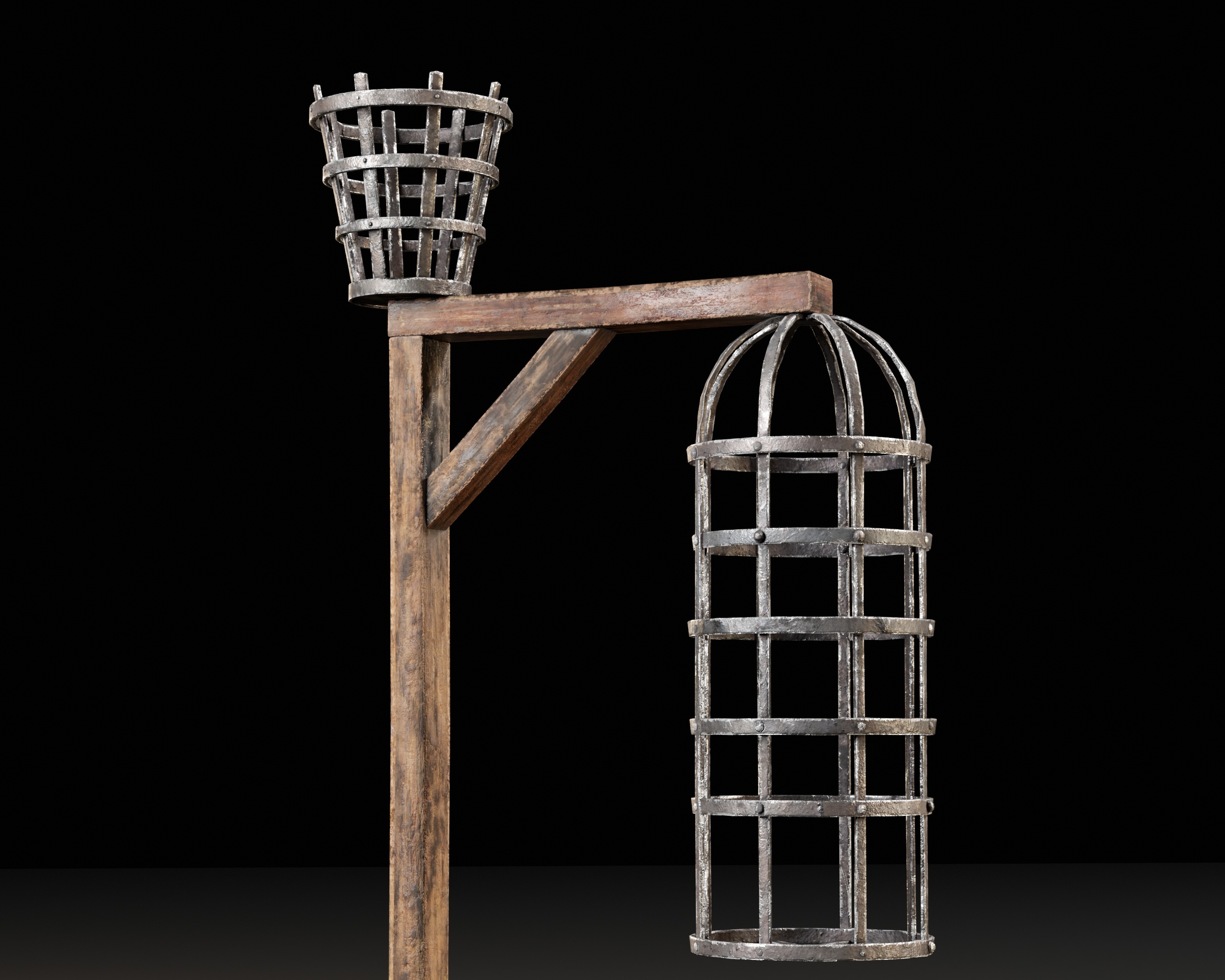 Medieval Torture Hanging Cage Stand  Low-poly 3D model_2