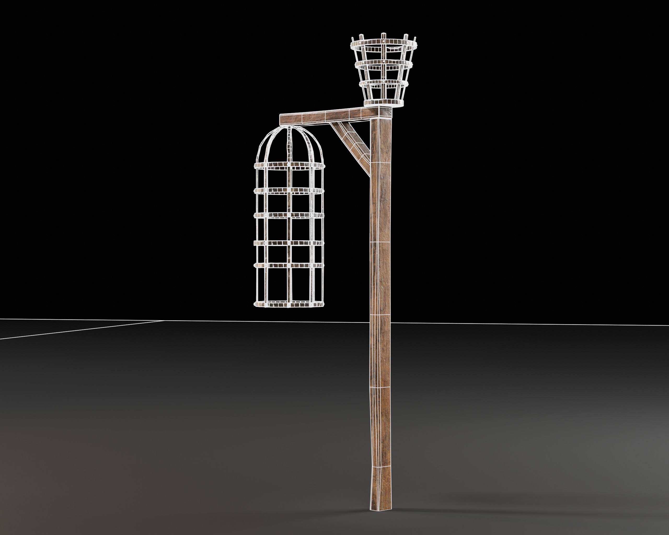 Medieval Torture Hanging Cage Stand  Low-poly 3D model_11