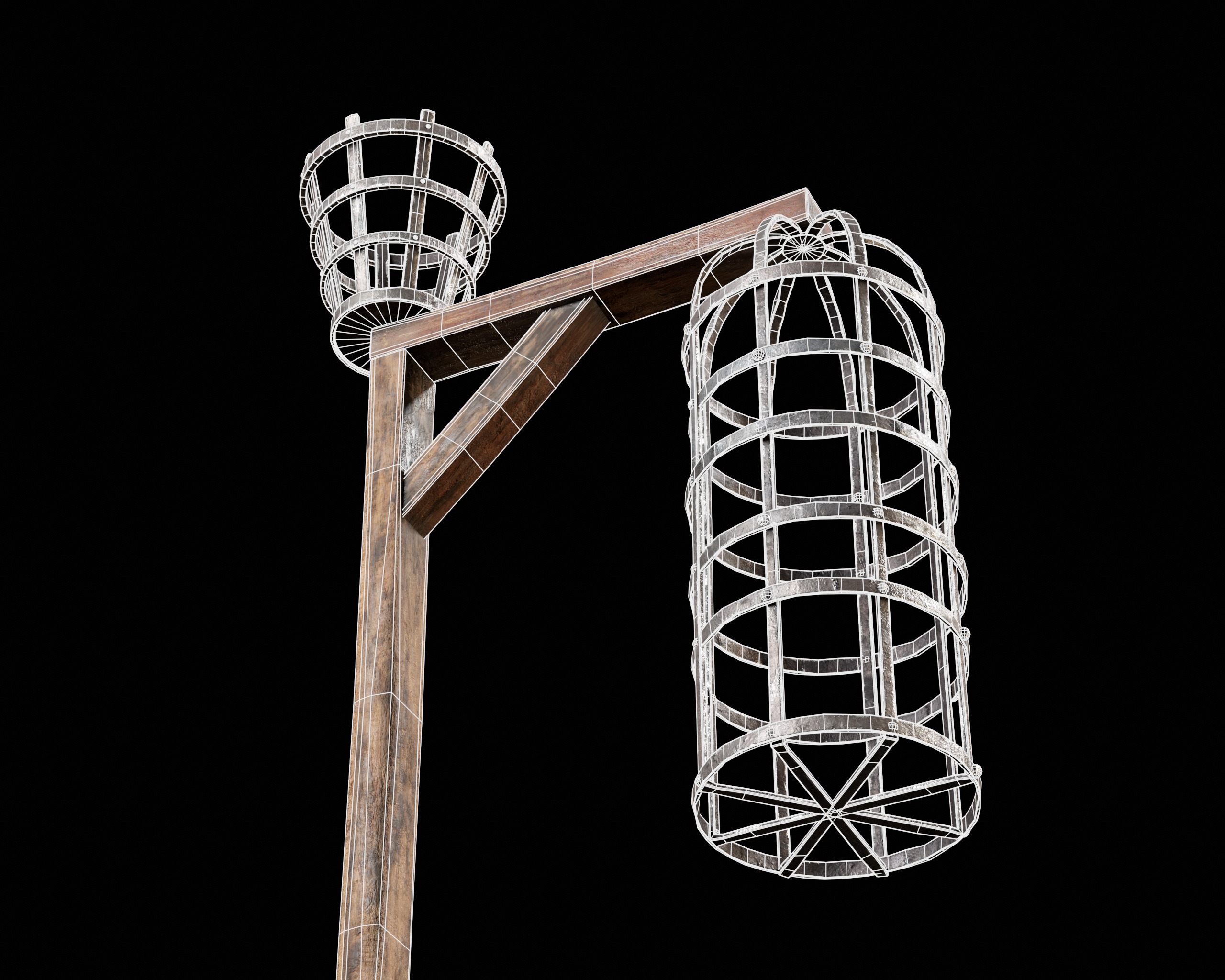 Medieval Torture Hanging Cage Stand  Low-poly 3D model_5