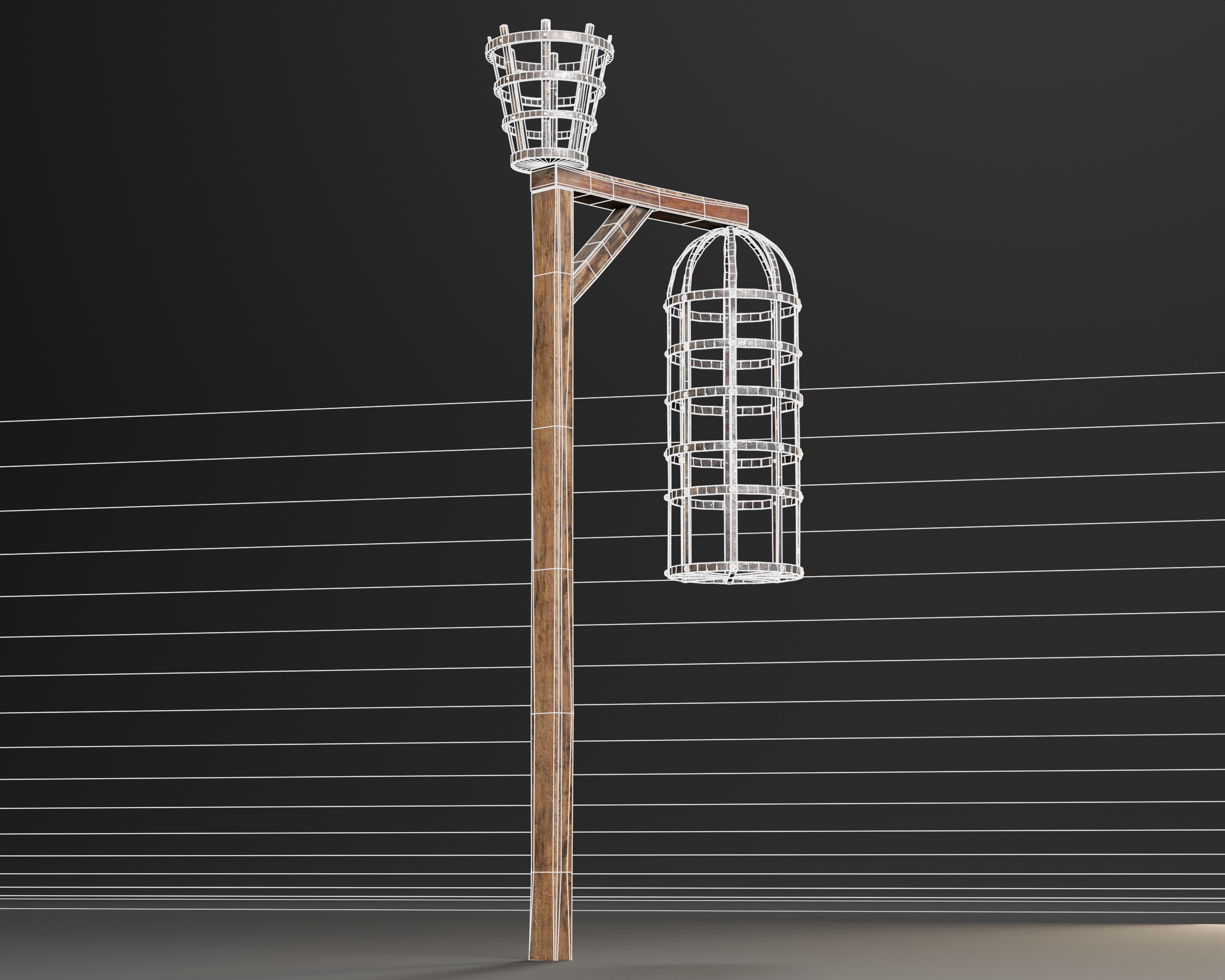 Medieval Torture Hanging Cage Stand  Low-poly 3D model_13