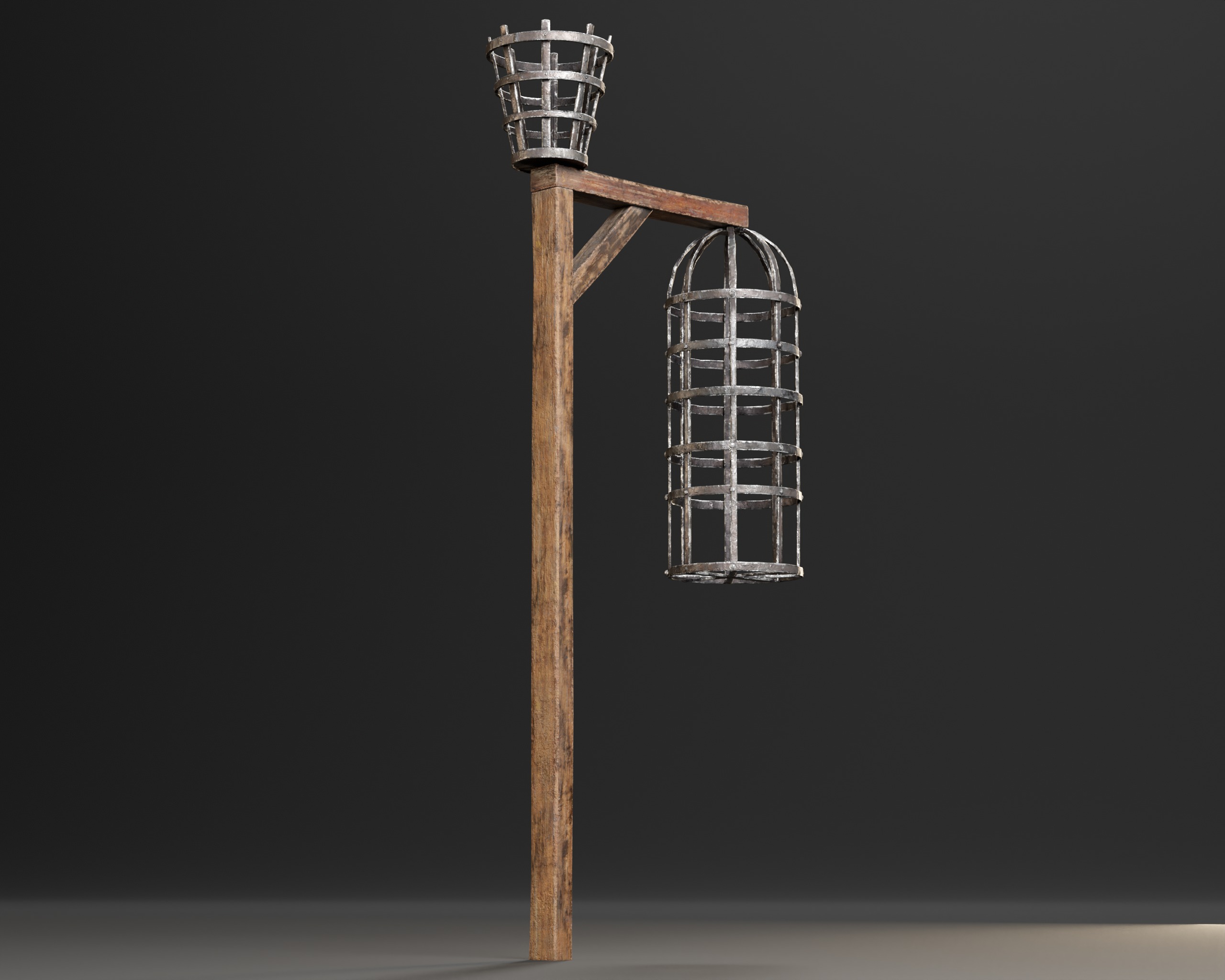 Medieval Torture Hanging Cage Stand  Low-poly 3D model_12