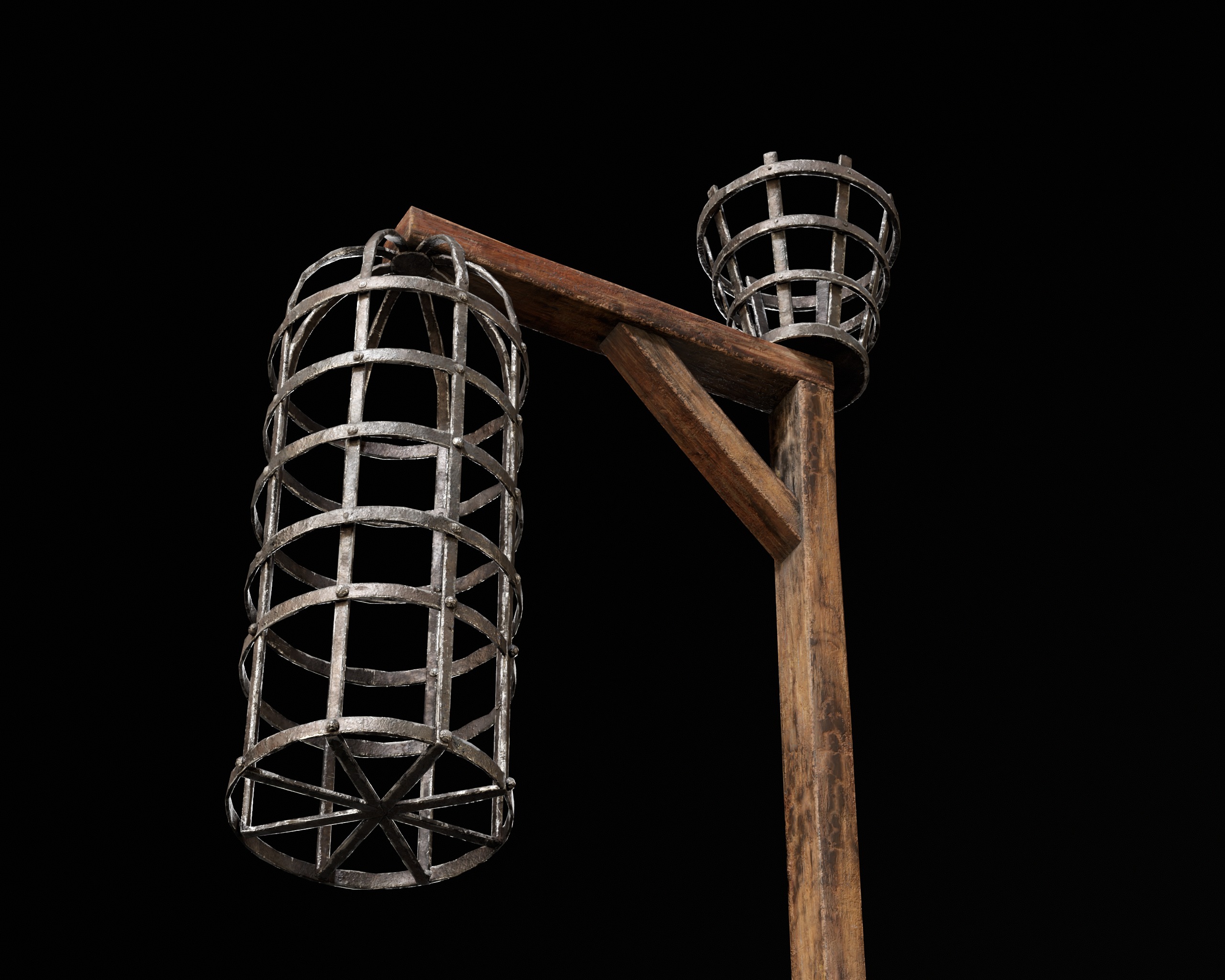 Medieval Torture Hanging Cage Stand  Low-poly 3D model_6