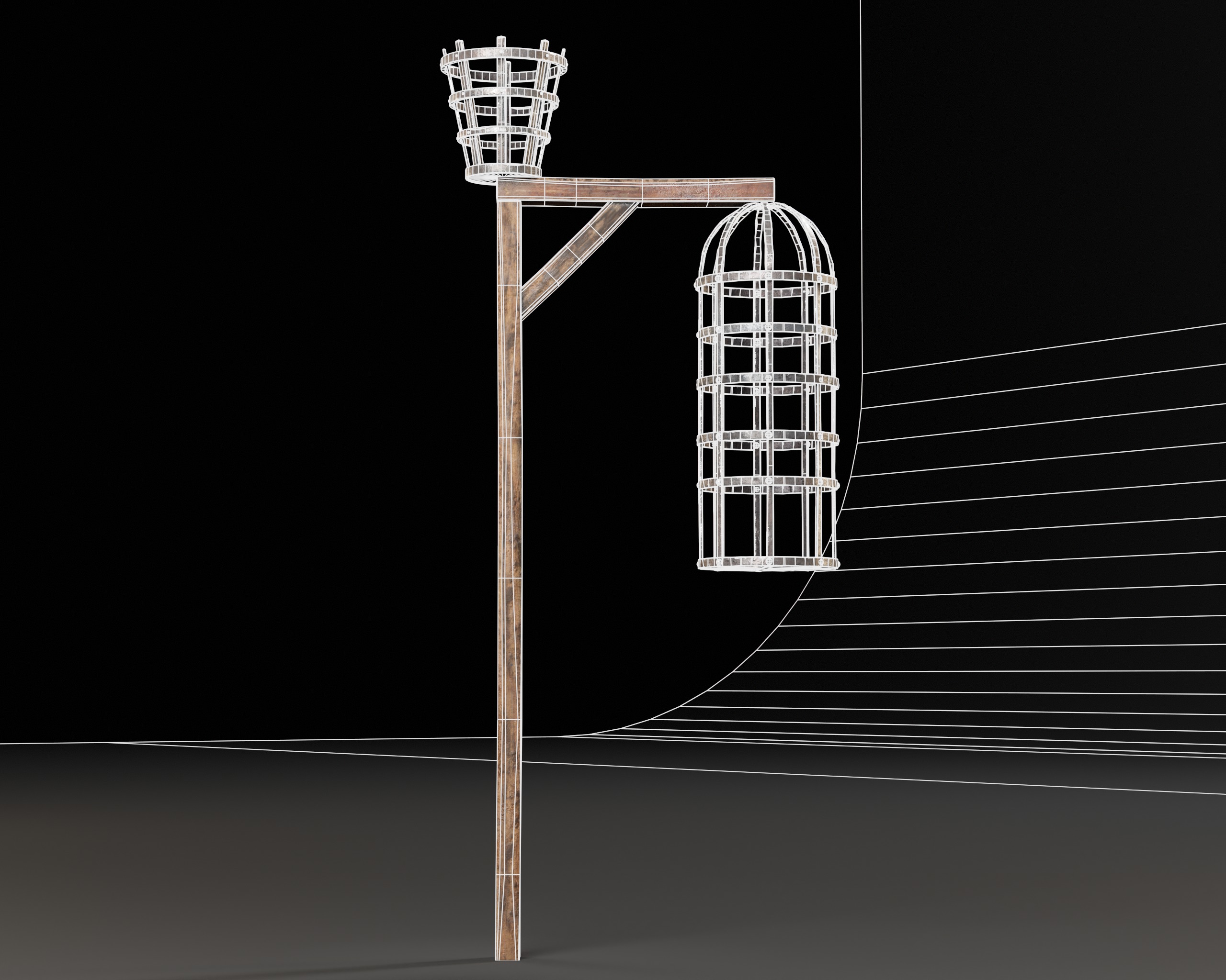 Medieval Torture Hanging Cage Stand  Low-poly 3D model_15