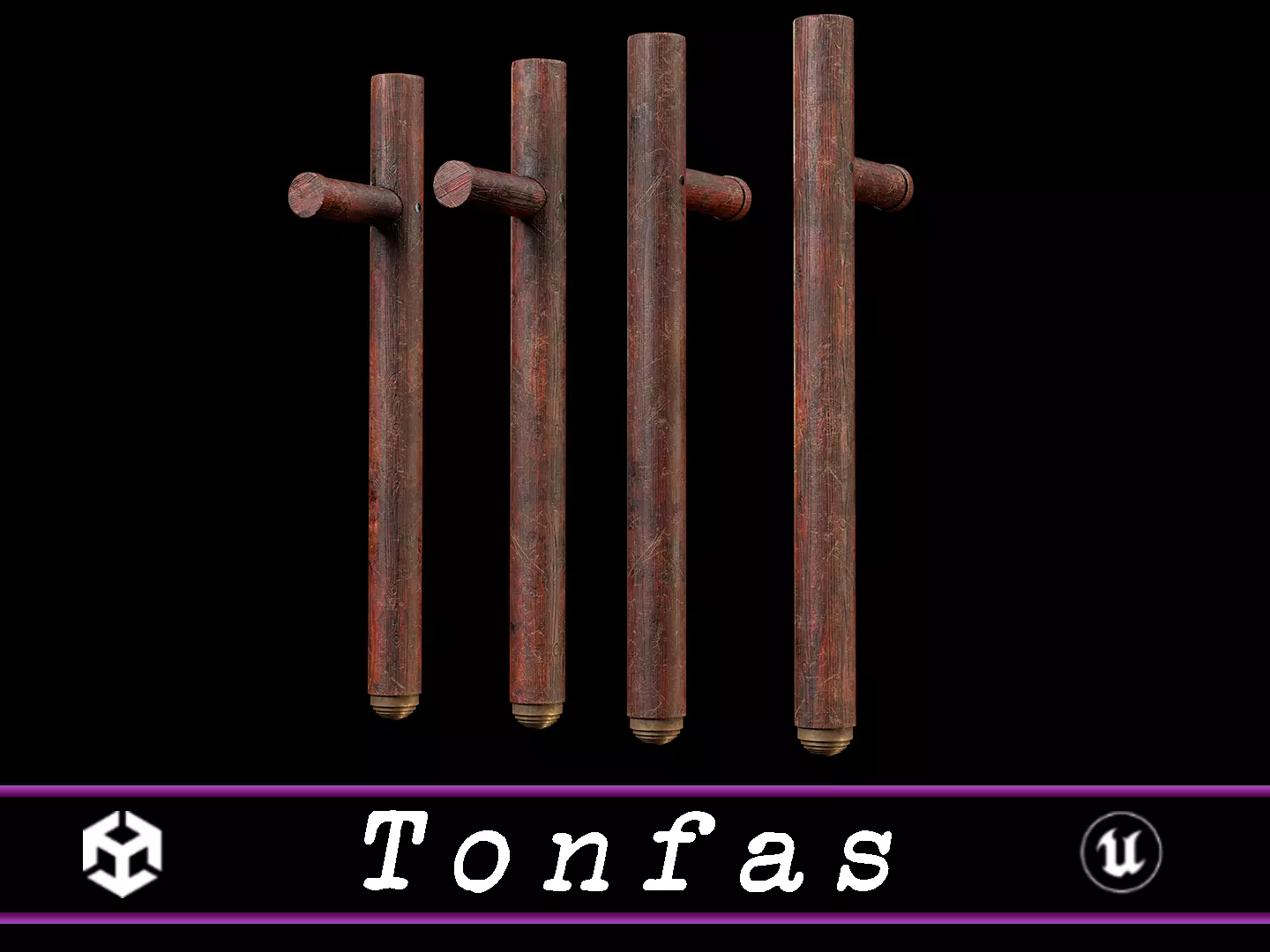 Asian Tonfas Weapon Low-poly 3D model