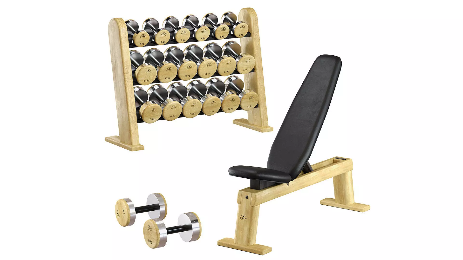 NOHrD DumbBells WeightBench Weight Rack 3D model