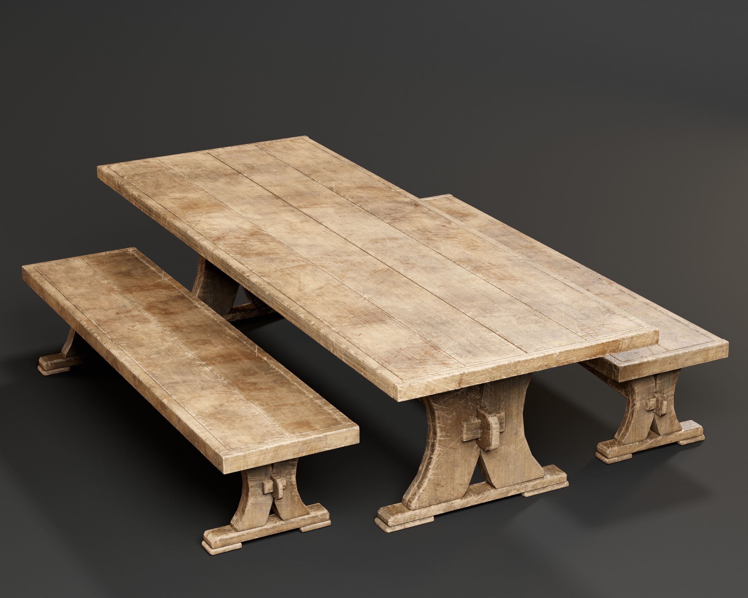Medieval Dining Set Low-poly 3D model_2