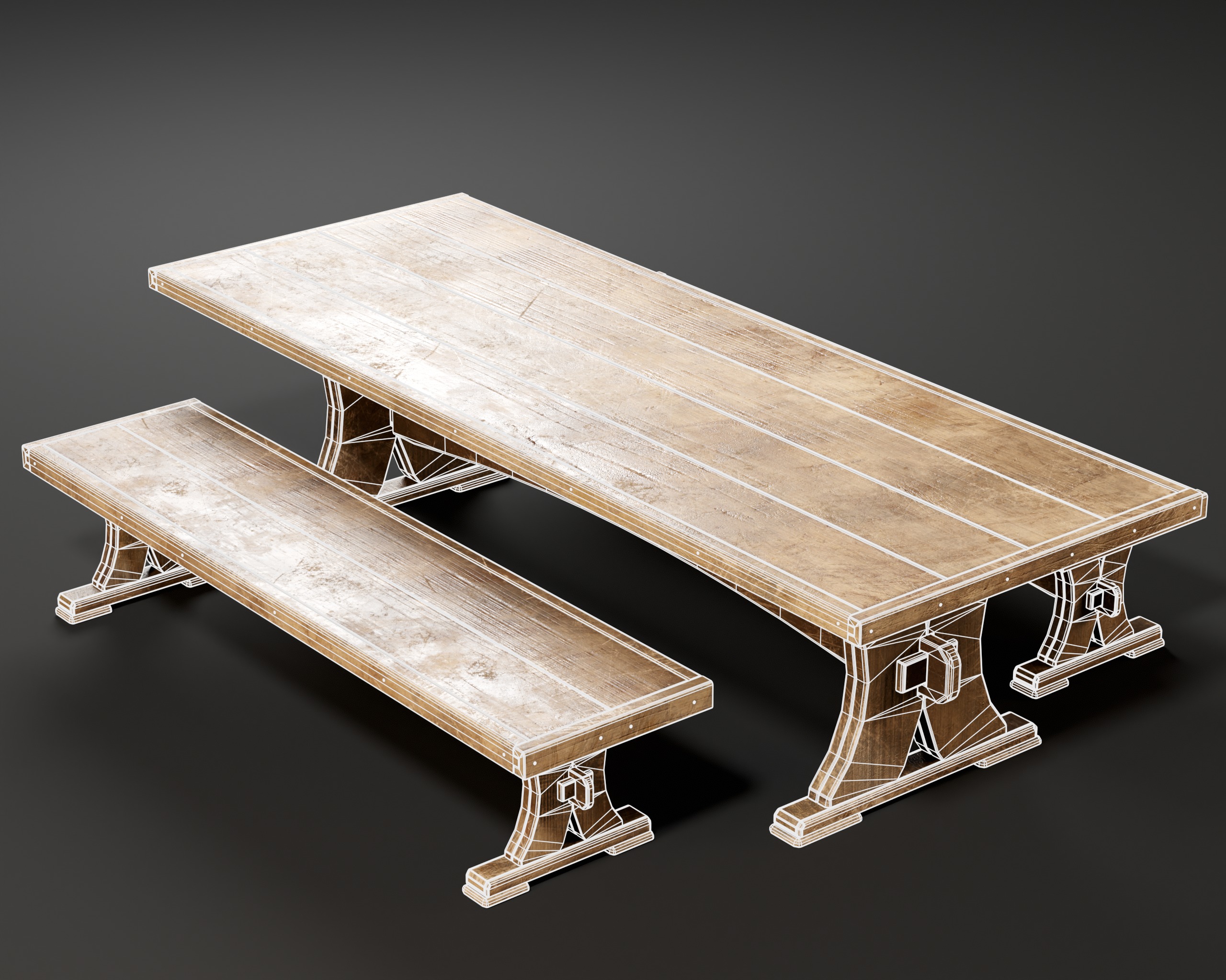 Medieval Dining Set Low-poly 3D model_15