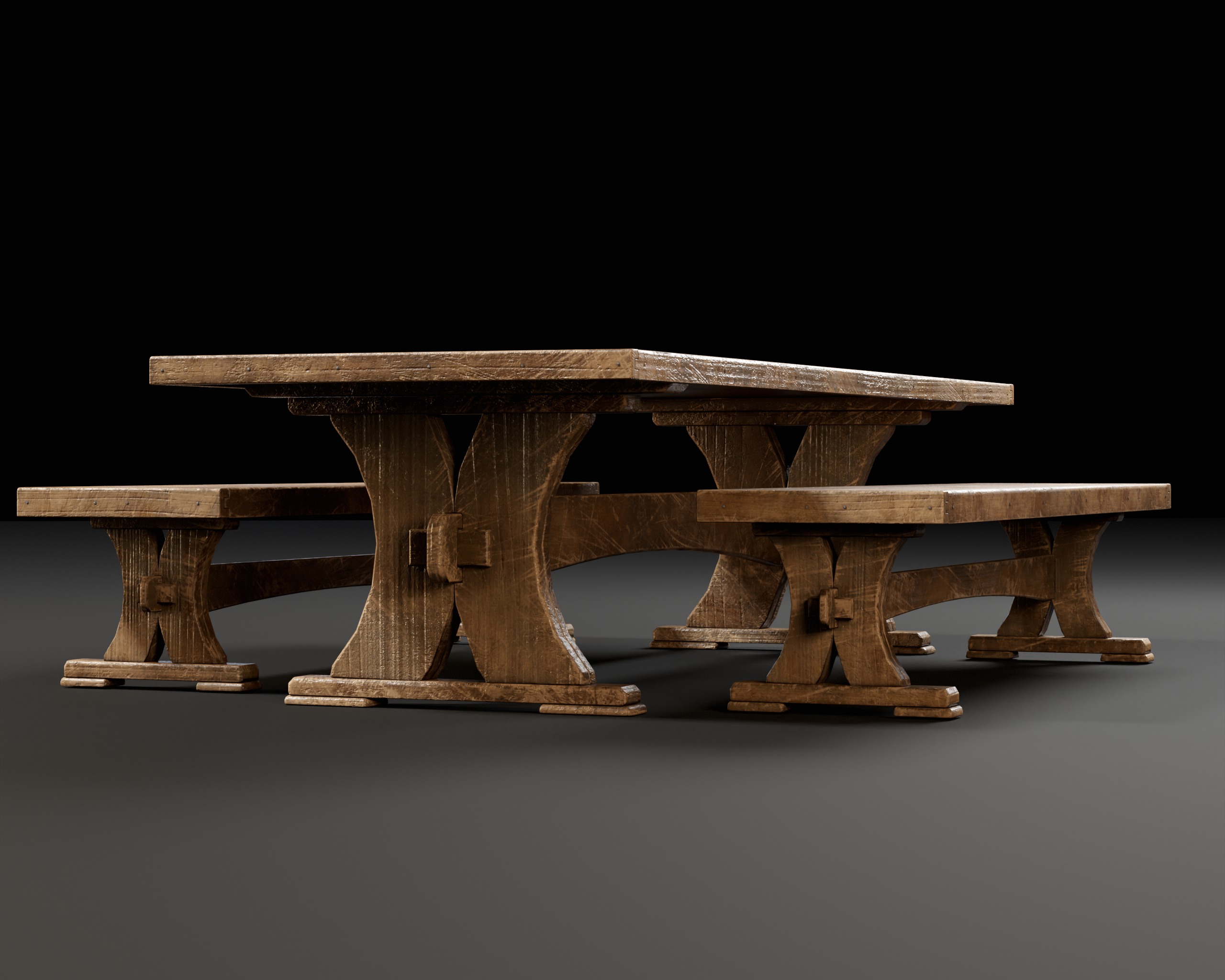 Medieval Dining Set Low-poly 3D model_10