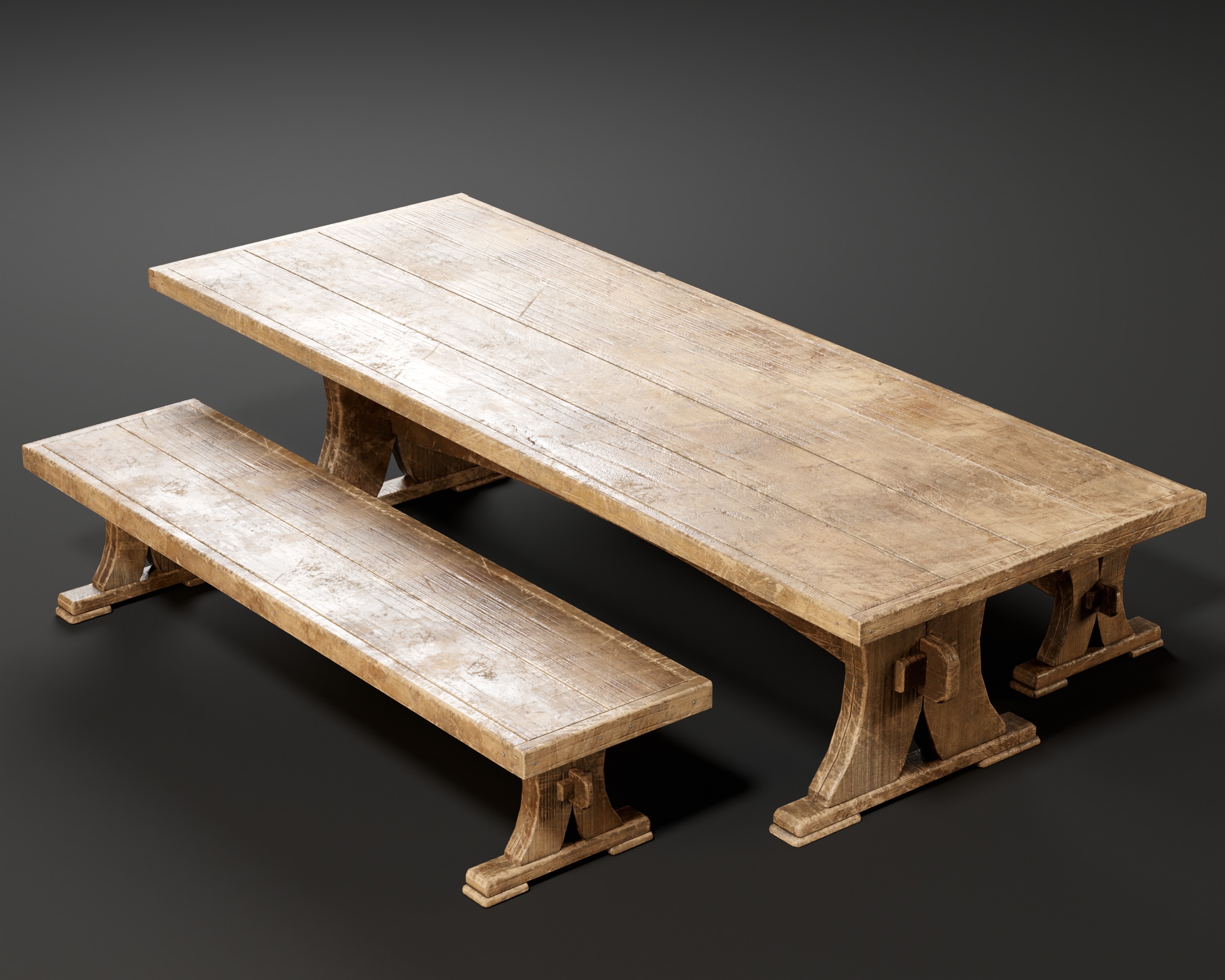 Medieval Dining Set Low-poly 3D model_14