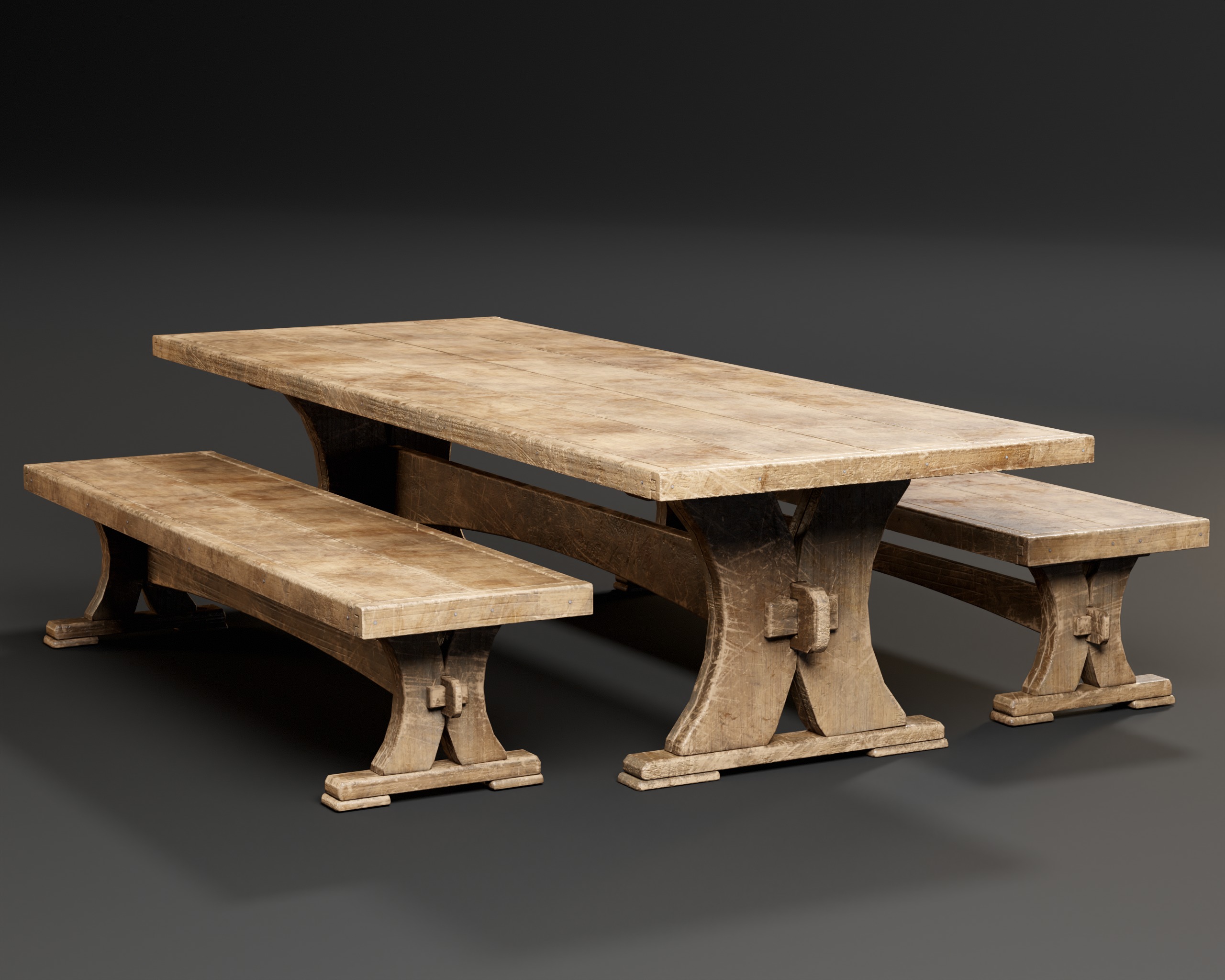 Medieval Dining Set Low-poly 3D model_4