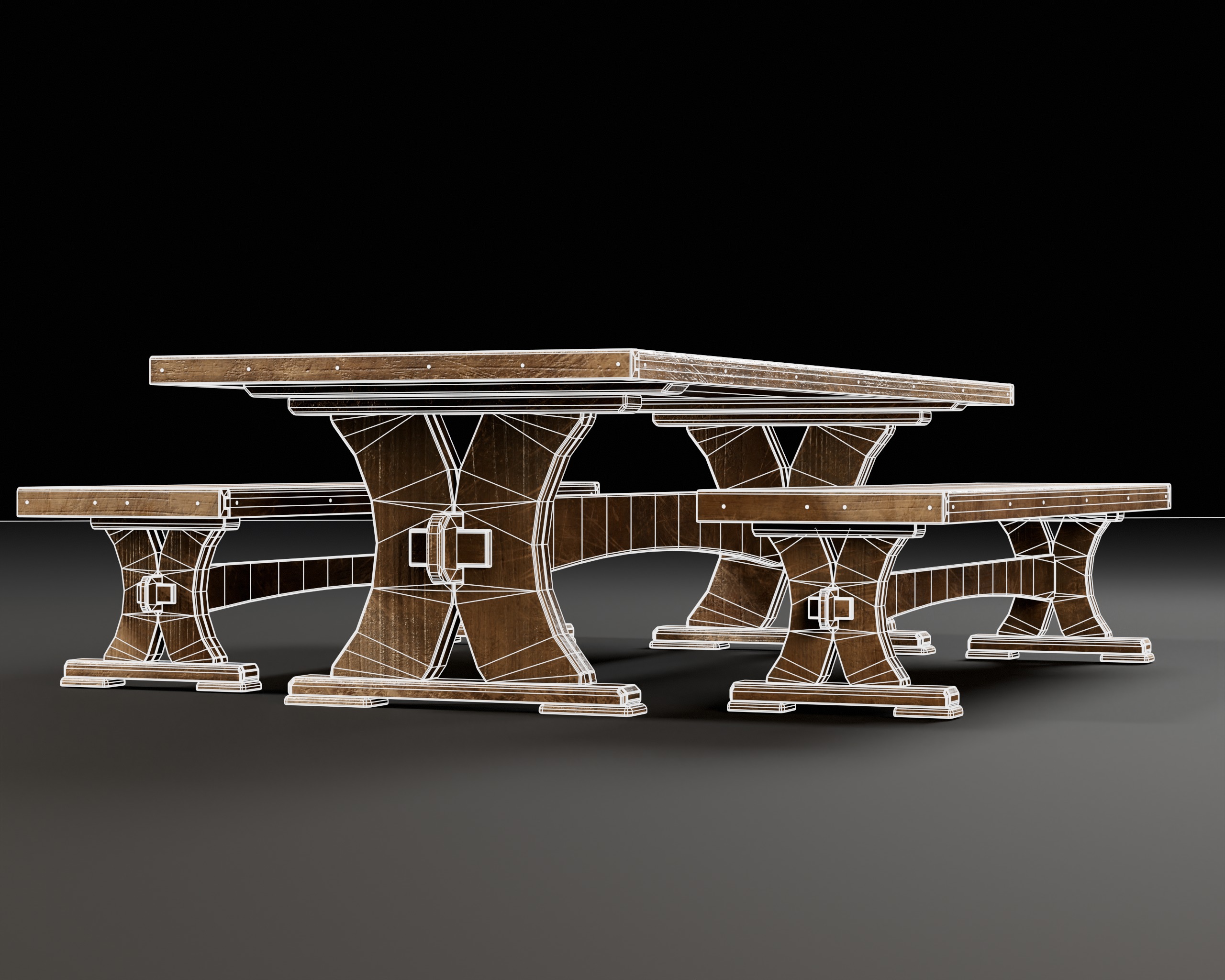 Medieval Dining Set Low-poly 3D model_11
