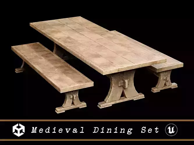 Medieval Dining Set  Low-poly 3D model