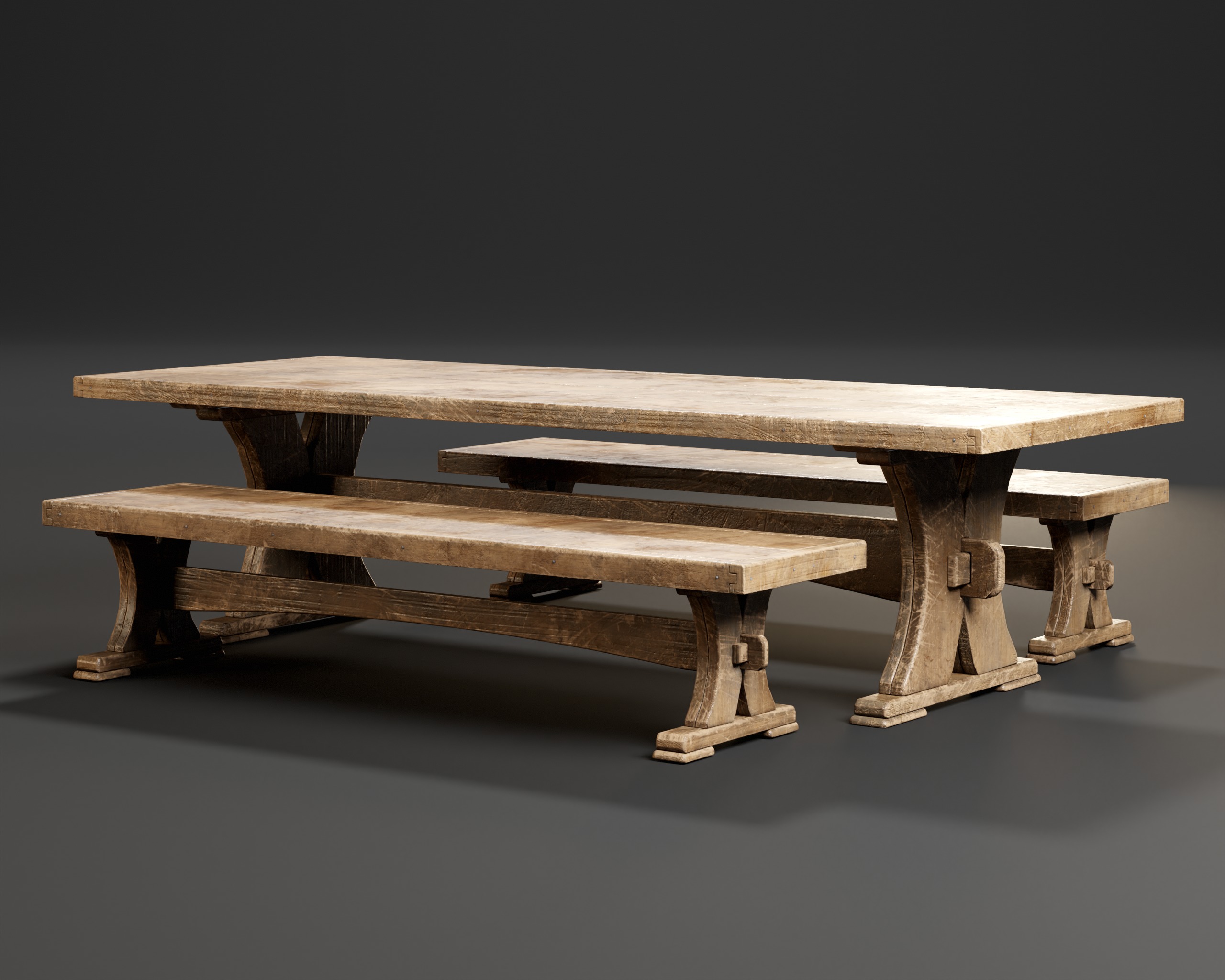 Medieval Dining Set Low-poly 3D model_6