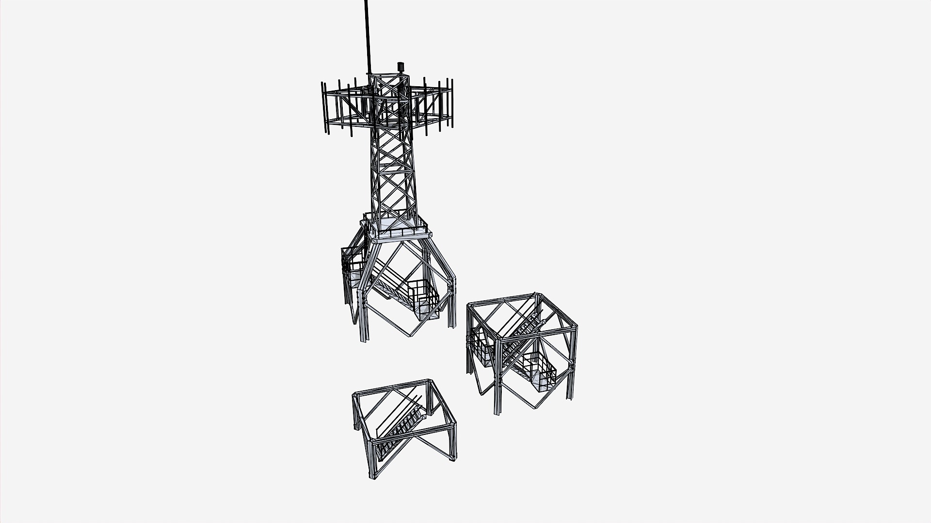 Modular Radar Tower 1 Low-poly 3D model_10