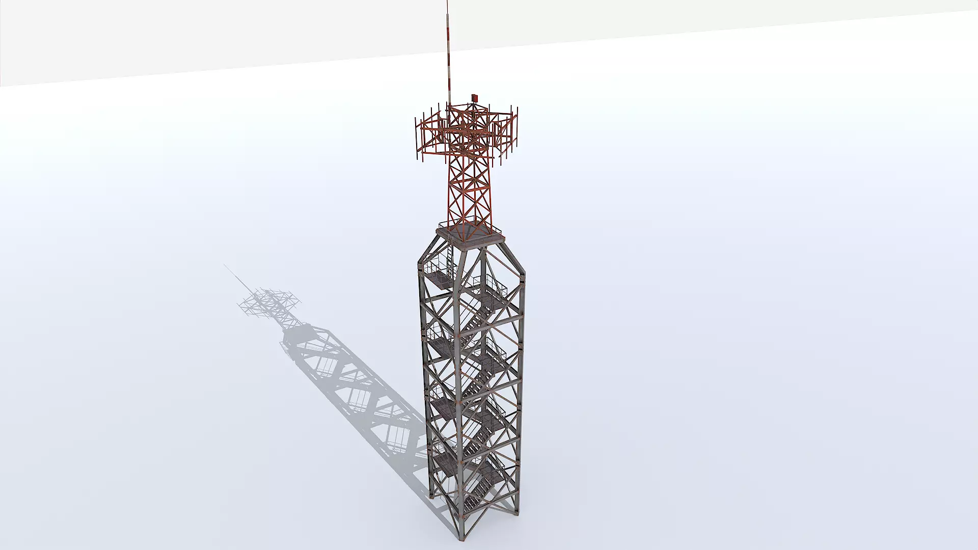 Modular Radar Tower 1 Low-poly 3D model_0
