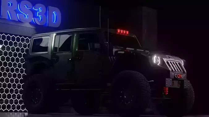 Wrangler Custom Off Road equipment Mid Poly Low-poly 3D model