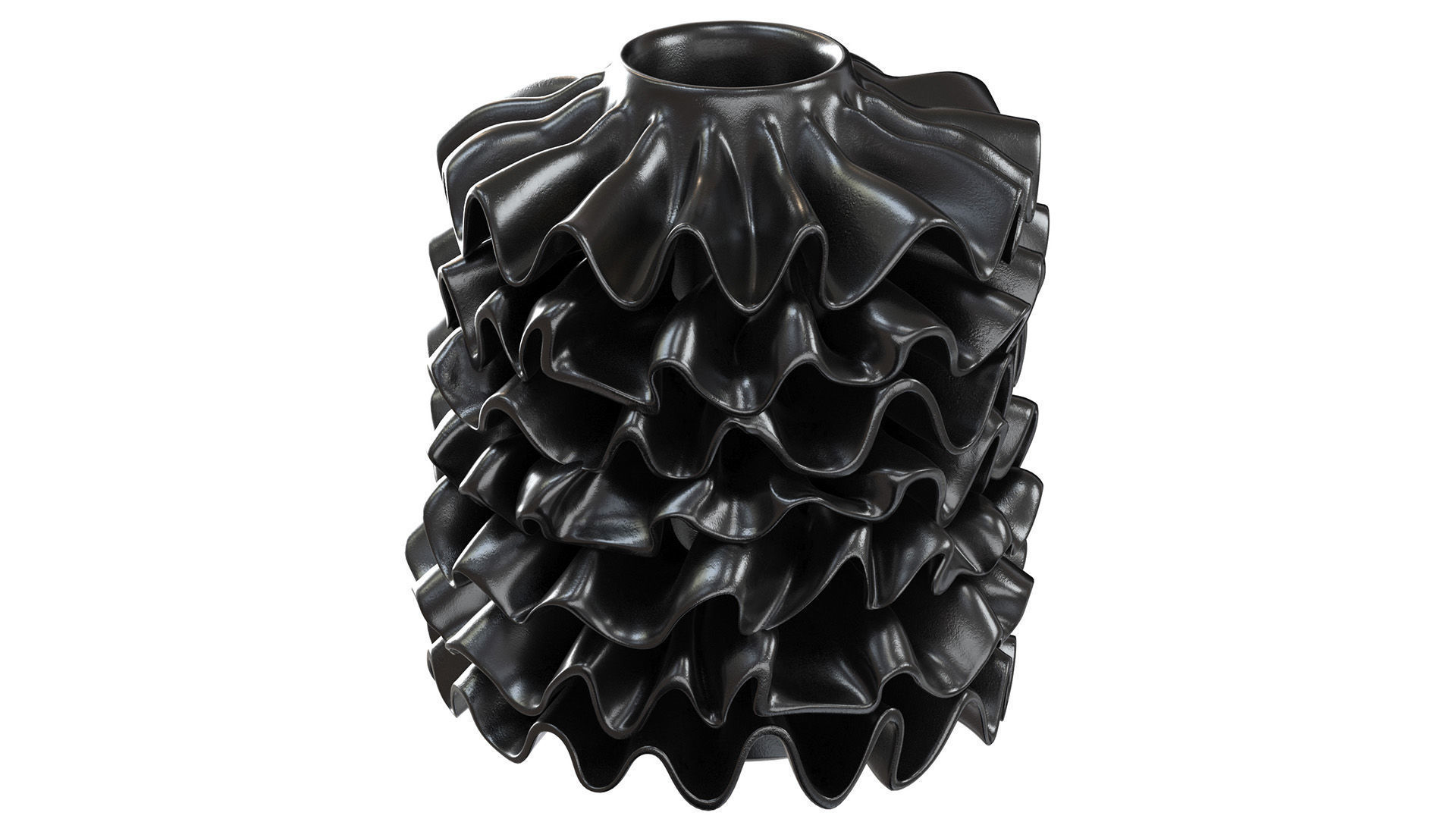 Black Ribbon Vase 3D model_6
