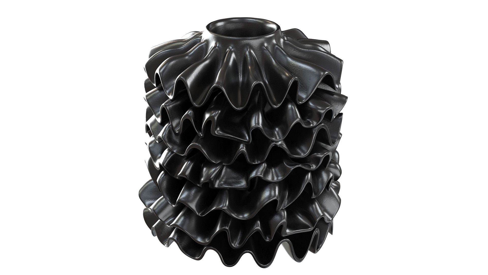 Black Ribbon Vase 3D model_4