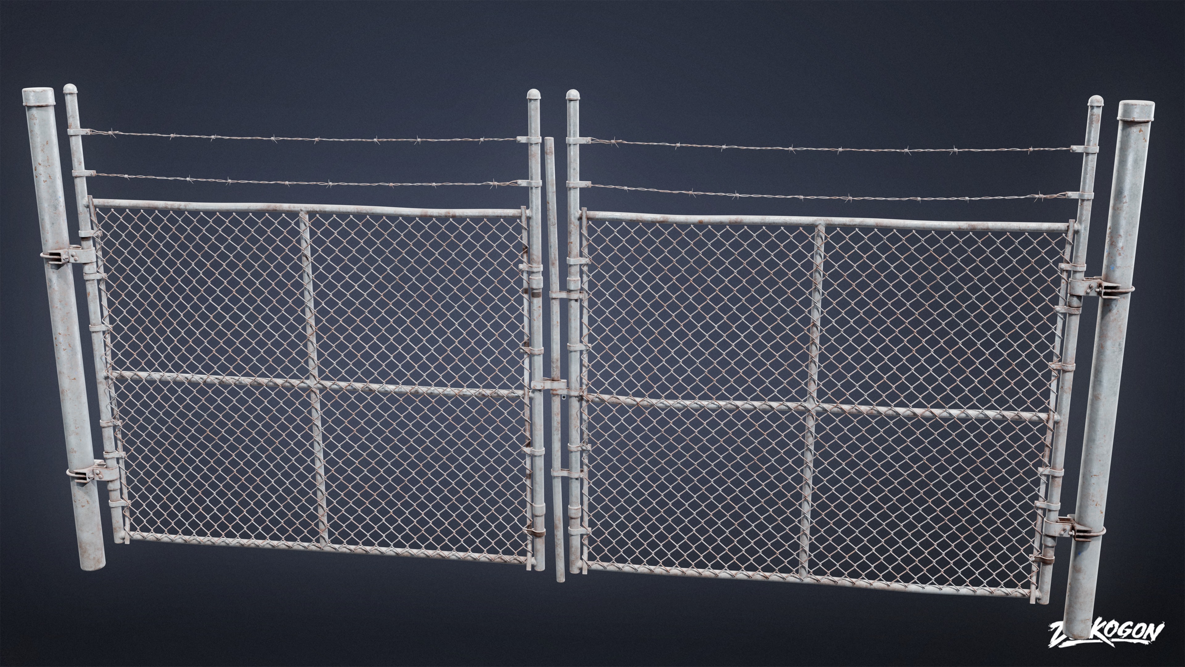 ROADSIDE - Metal Fence 02 - LOW POLY AND NANITE Low-poly 3D model_1